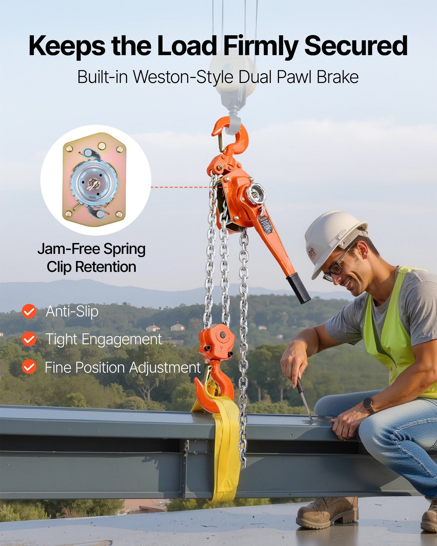 Manual Lever Chain Hoist, 6T 6000KG Capacity Heavy Duty Come Along, 6M Lift G80 Alloy Steel Chain With Dual V952-CGKSBHLHL6T2SKL28001V0