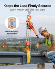 Manual Lever Chain Hoist, 6T 6000KG Capacity Heavy Duty Come Along, 6M Lift G80 Alloy Steel Chain With Dual V952-CGKSBHLHL6T2SKL28001V0