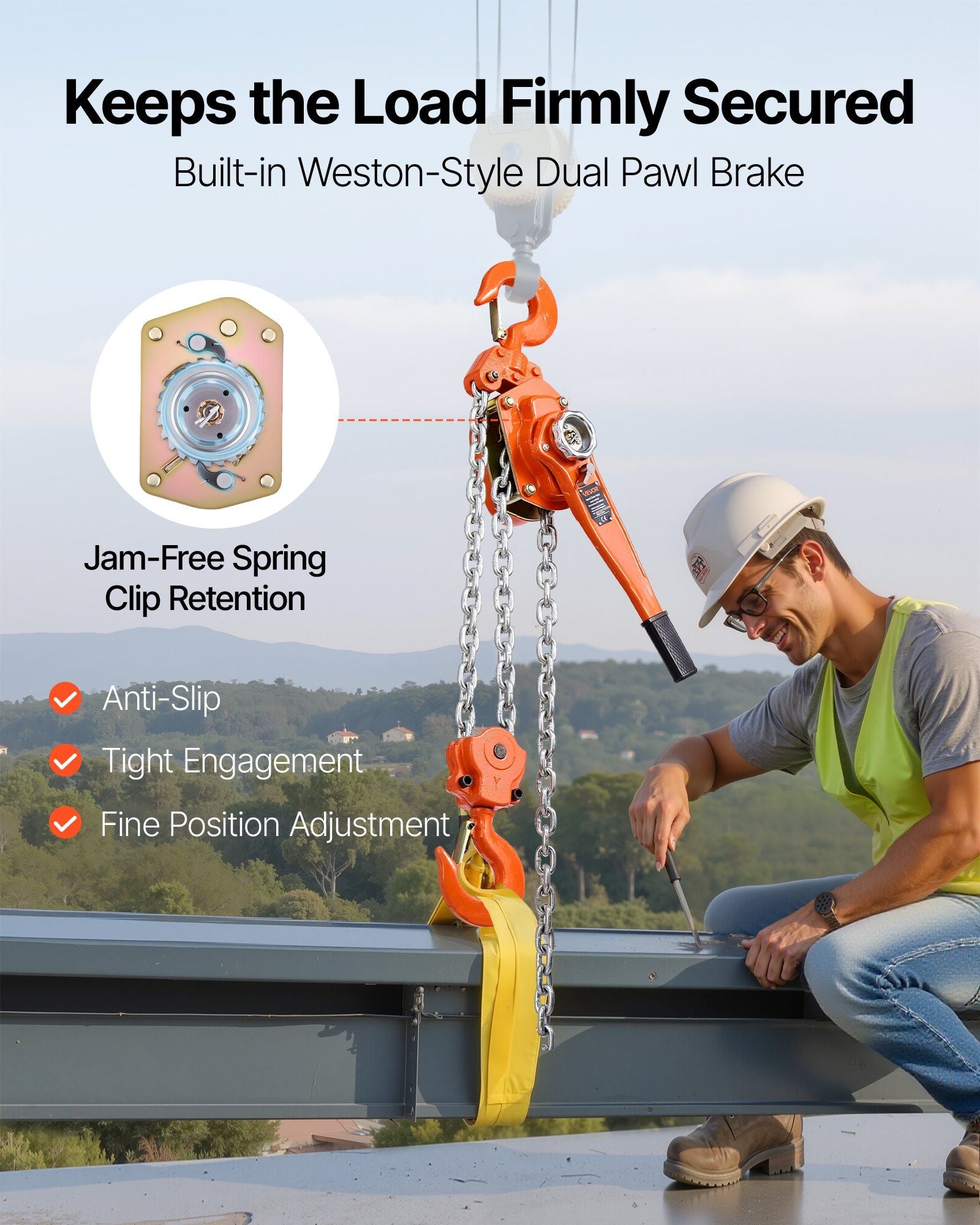 Manual Lever Chain Hoist, 6T 6000KG Capacity Heavy Duty Come Along, 6M Lift G80 Alloy Steel Chain With Dual V952-CGKSBHLHL6T2SKL28001V0