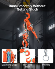 Manual Lever Chain Hoist, 6T 6000KG Capacity Heavy Duty Come Along, 6M Lift G80 Alloy Steel Chain With Dual V952-CGKSBHLHL6T2SKL28001V0