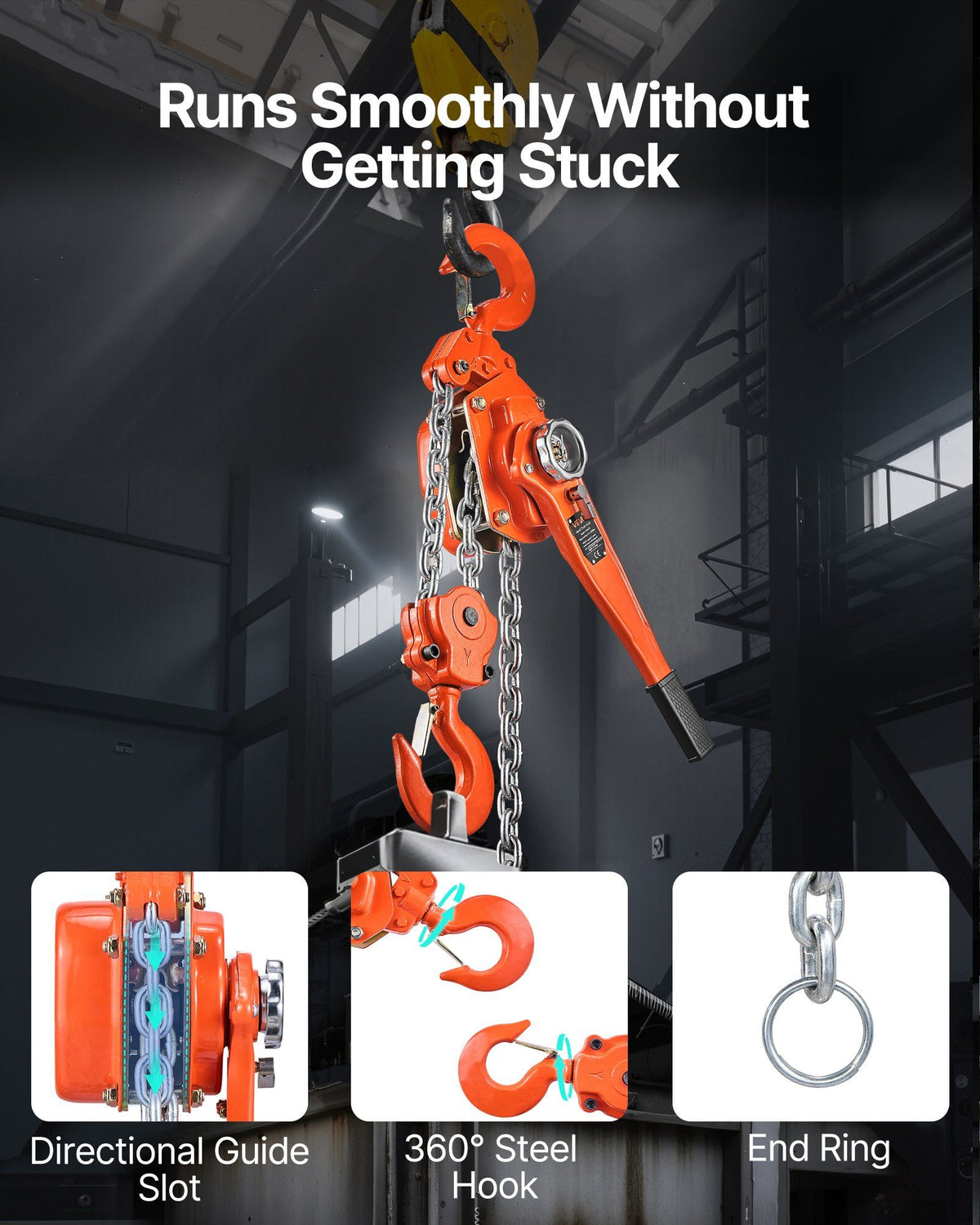 Manual Lever Chain Hoist, 6T 6000KG Capacity Heavy Duty Come Along, 6M Lift G80 Alloy Steel Chain With Dual V952-CGKSBHLHL6T2SKL28001V0