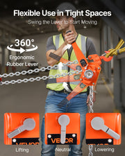 Manual Lever Chain Hoist, 6T 6000KG Capacity Heavy Duty Come Along, 6M Lift G80 Alloy Steel Chain With Dual V952-CGKSBHLHL6T2SKL28001V0