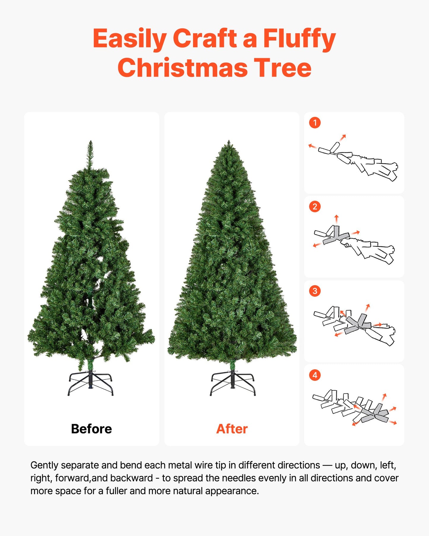 Christmas Tree, 1.8m Artificial Xmas Tree, Full Holiday Decor Trees with 1250 Branch Tips & Sturdy Metal Base V952-CGKSDSPVCLS6K87RZ001V0