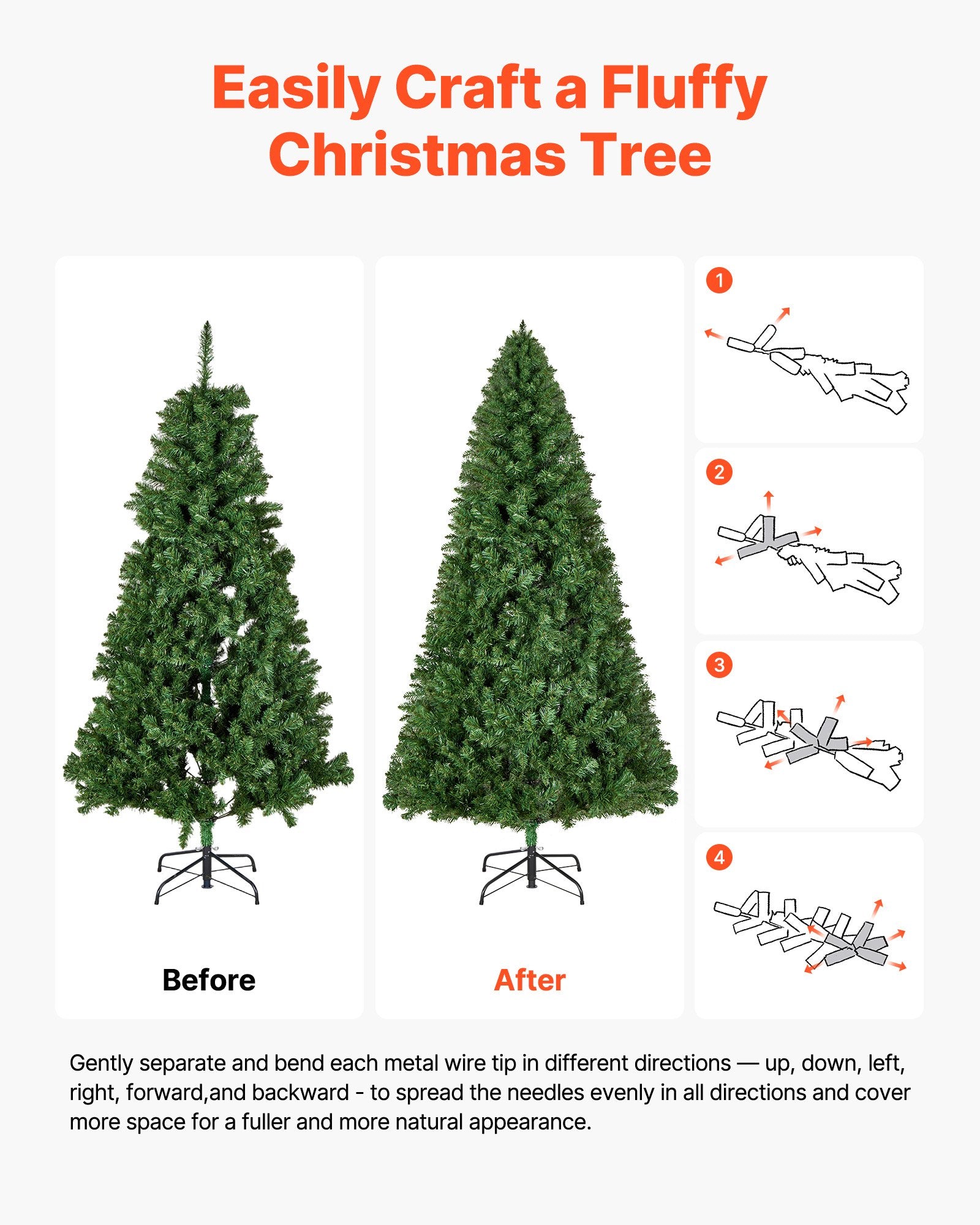 Christmas Tree, 1.8m Artificial Xmas Tree, Full Holiday Decor Trees with 1250 Branch Tips & Sturdy Metal Base V952-CGKSDSPVCLS6K87RZ001V0