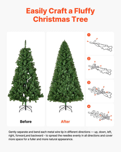 Christmas Tree, 1.8m Artificial Xmas Tree, Full Holiday Decor Trees with 1250 Branch Tips & Sturdy Metal Base V952-CGKSDSPVCLS6K87RZ001V0