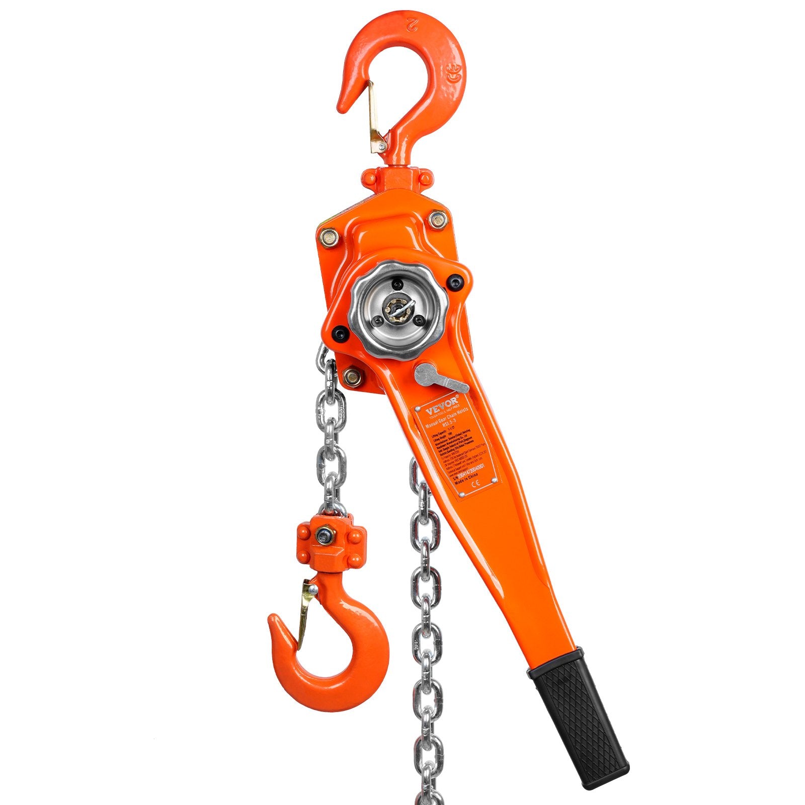 Manual Lever Chain Hoist, 1-1/2 Ton 3300 lbs Capacity 10 FT Come Along, G80 Galvanized Carbon Steel with V952-CGSBH112T10FTYOZ9V0