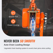Manual Lever Chain Hoist, 1-1/2 Ton 3300 lbs Capacity 10 FT Come Along, G80 Galvanized Carbon Steel with V952-CGSBH112T10FTYOZ9V0