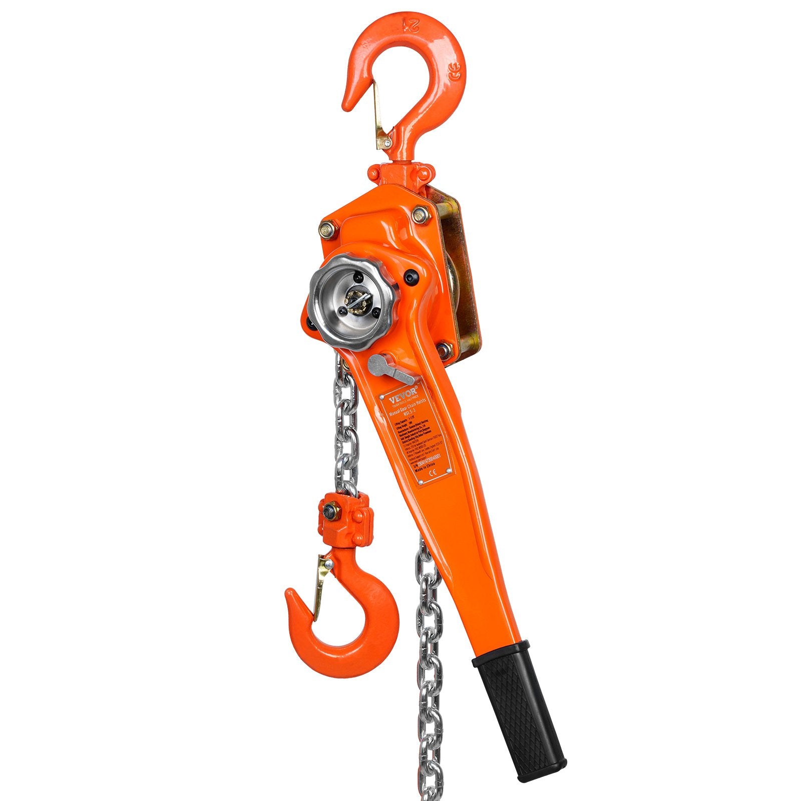 Manual Lever Chain Hoist, 1-1/2 Ton 3300 lbs Capacity 10 FT Come Along, G80 Galvanized Carbon Steel with V952-CGSBH112T10FTYOZ9V0