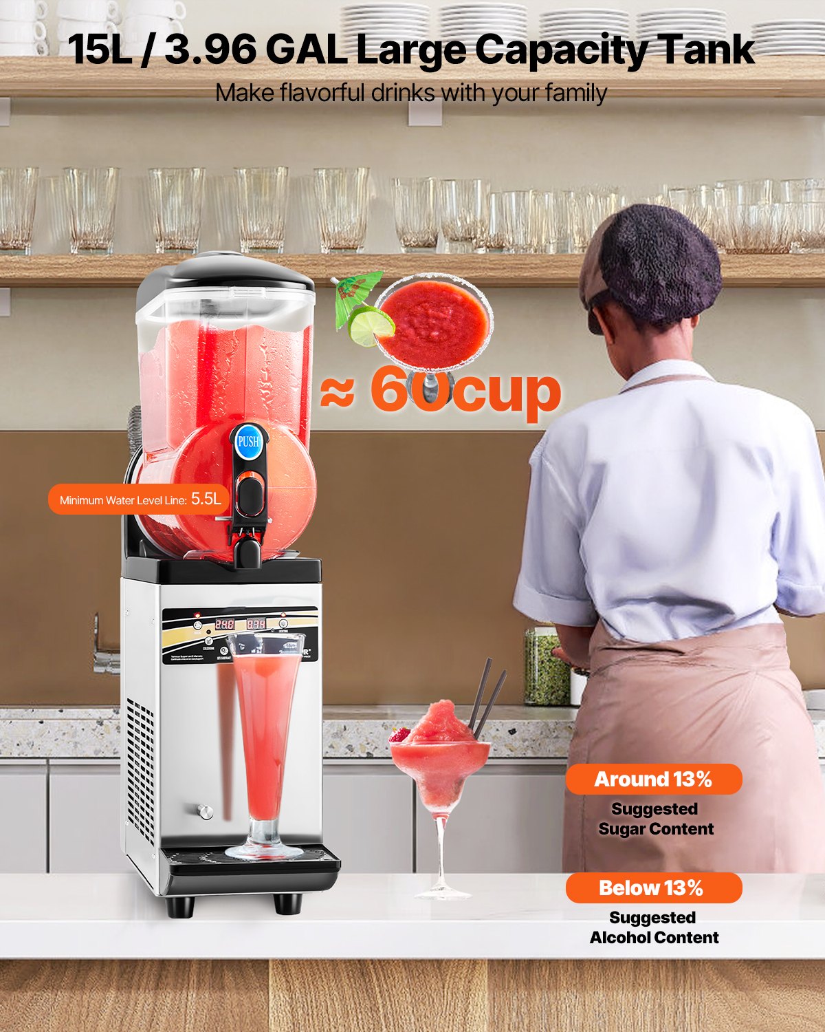 Commercial Slushy Machine 15L Margarita Smoothie Frozen Drink Maker V952-CGXXRJX115LDWAYUYV3