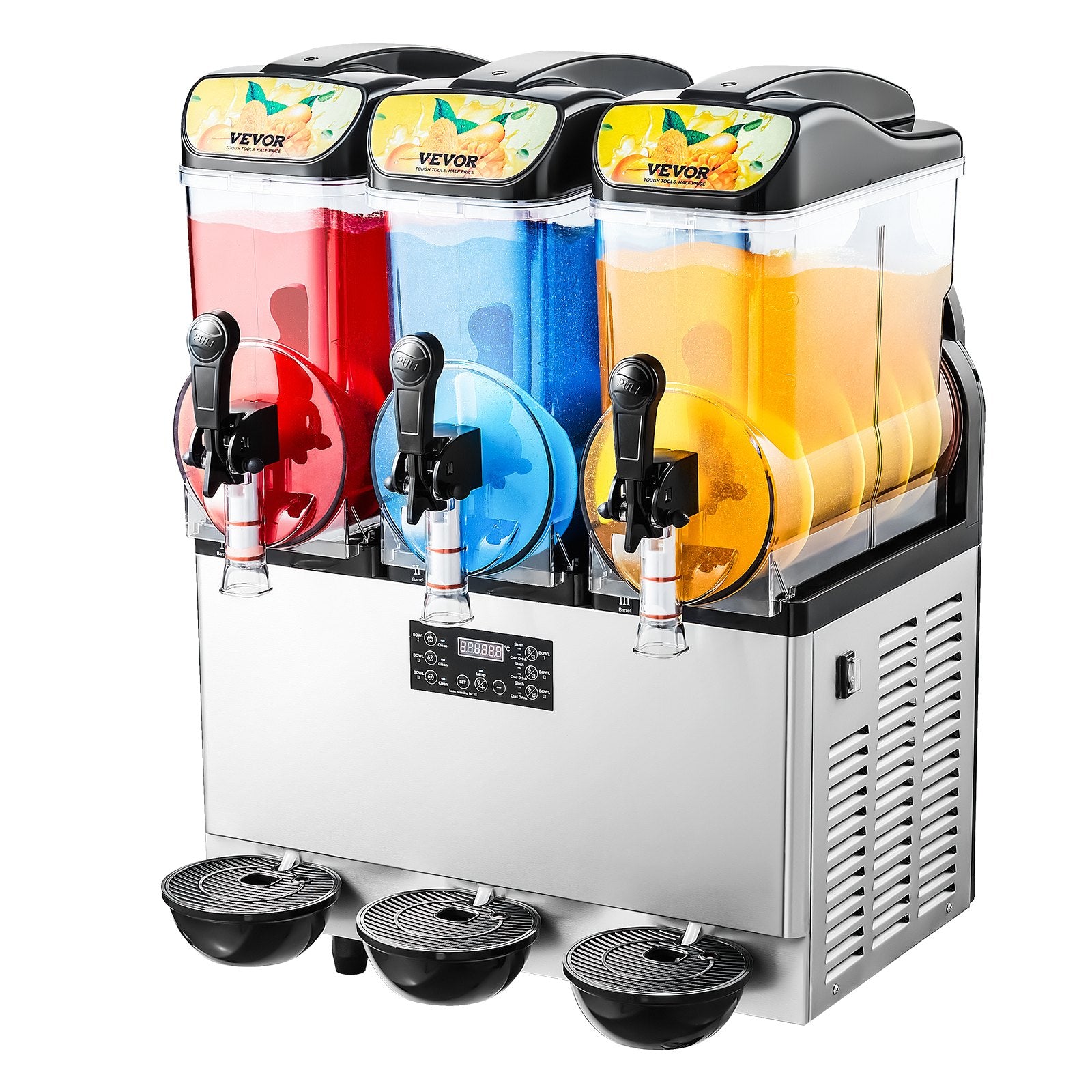 Commercial Frozen Drink Maker, 15Lx3 Triple Tank Slushy Machine, 180 Cups Stainless Steel Margarita Smoothie V952-CGXXRJX315LS56A98V3