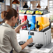 Commercial Frozen Drink Maker, 15Lx3 Triple Tank Slushy Machine, 180 Cups Stainless Steel Margarita Smoothie V952-CGXXRJX315LS56A98V3