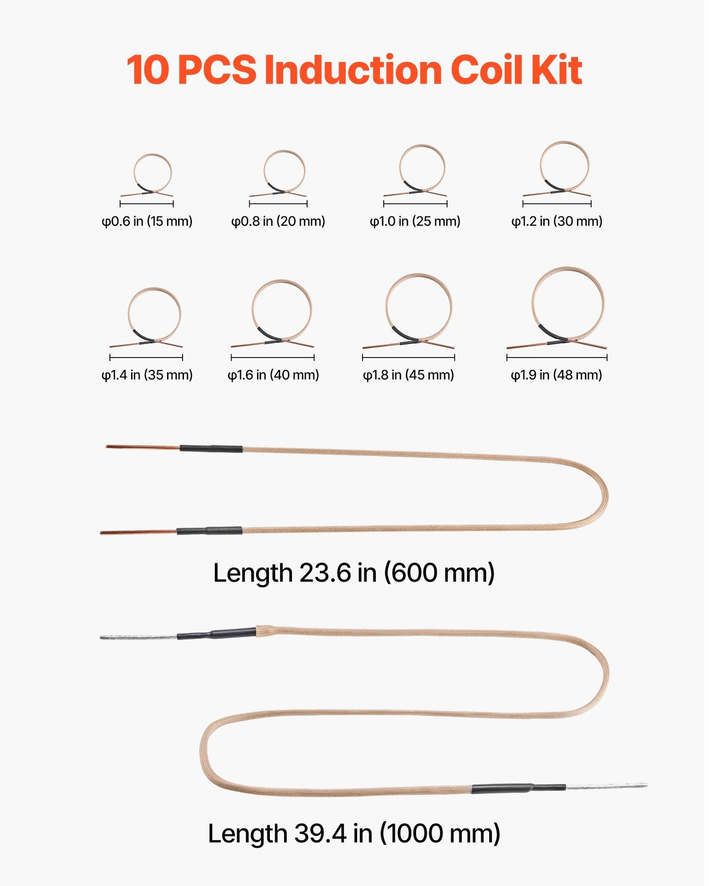 10Pcs Magnetic Induction Heater Coil, Inductor Heat Accessories, Mini Heater Coil Kit with Flexibility and V952-CGYJRQXQTJ10HY9QI001V0