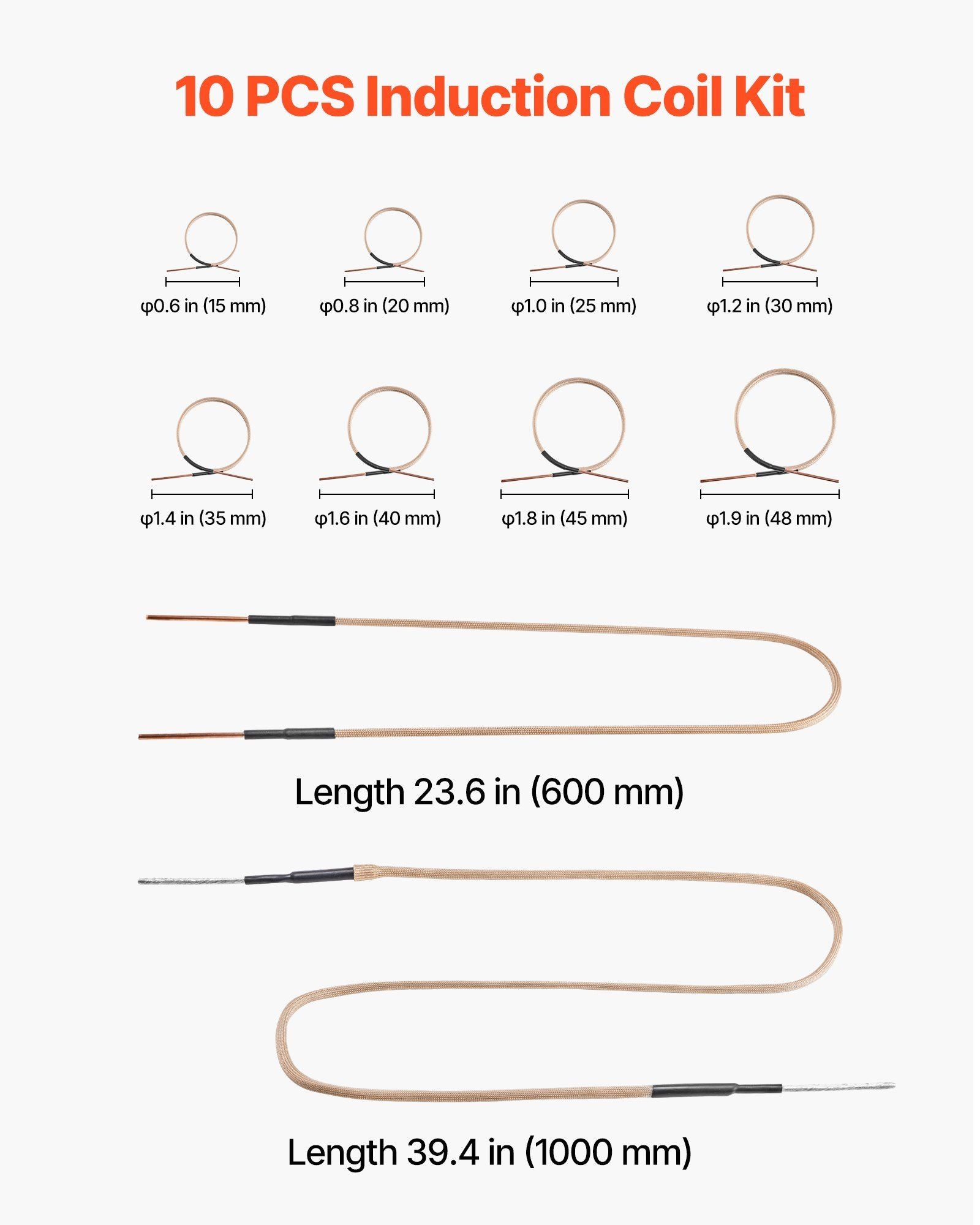 10Pcs Magnetic Induction Heater Coil, Inductor Heat Accessories, Mini Heater Coil Kit with Flexibility and V952-CGYJRQXQTJ10HY9QI001V0