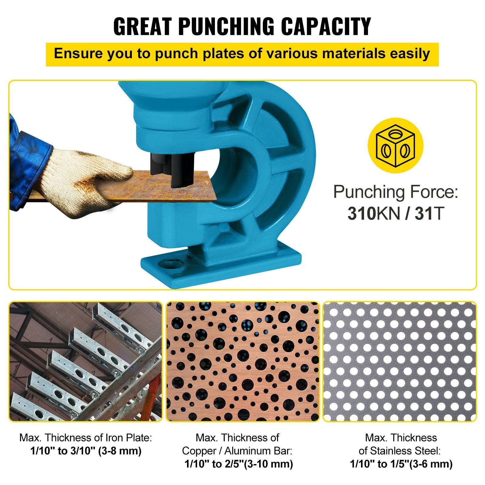 CH-60 Hydraulic Hole Punching Tool 31T Hole Digger Force Puncher Smooth Hole Puncher for Iron Plate Copper V952-CH-60SBFJDKJ00001V0