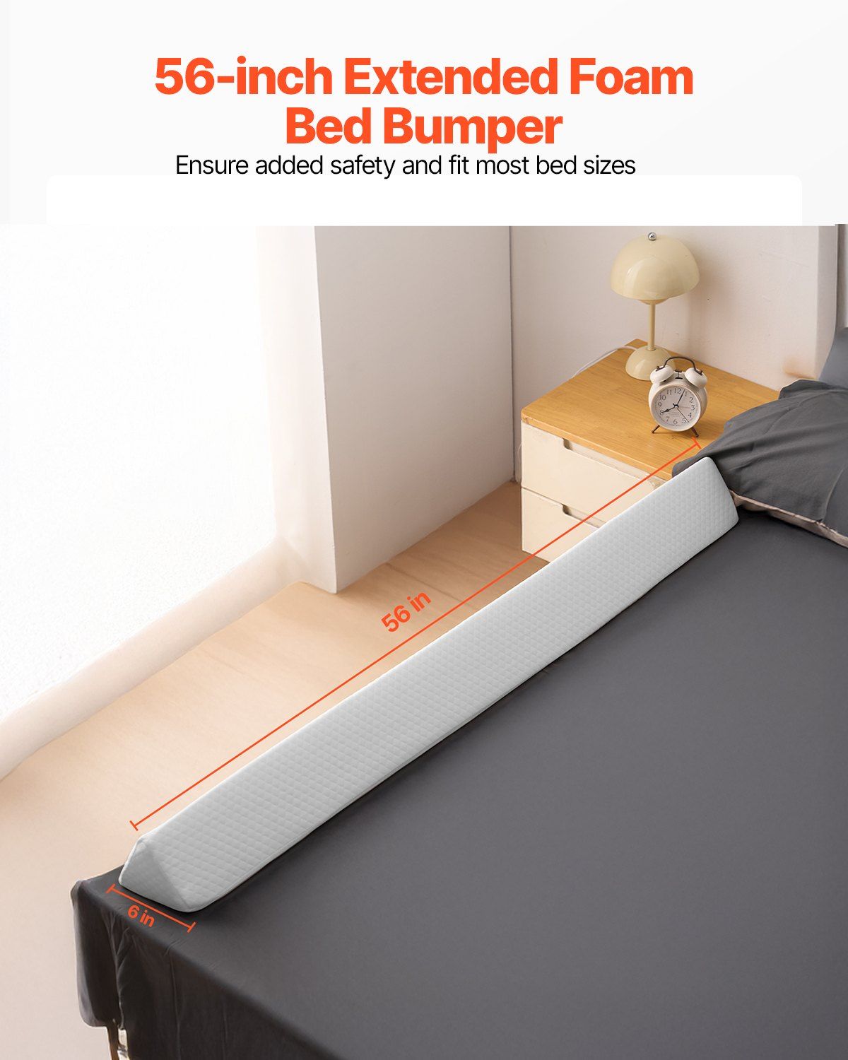 Toddlers Bed Bumper, 56-inch Non-Slip Bed Rail Bumper, High-Rebound Foam Bedrail Guard for Toddlers with V952-CHCQ1GZ56INC7H9IGV0