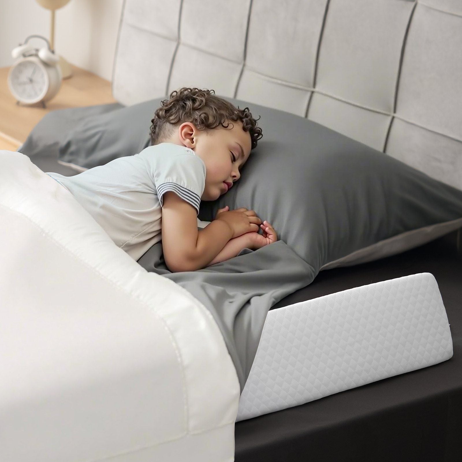 Toddlers Bed Bumper, 56-inch Non-Slip Bed Rail Bumper, High-Rebound Foam Bedrail Guard for Toddlers with V952-CHCQ1GZ56INC7H9IGV0