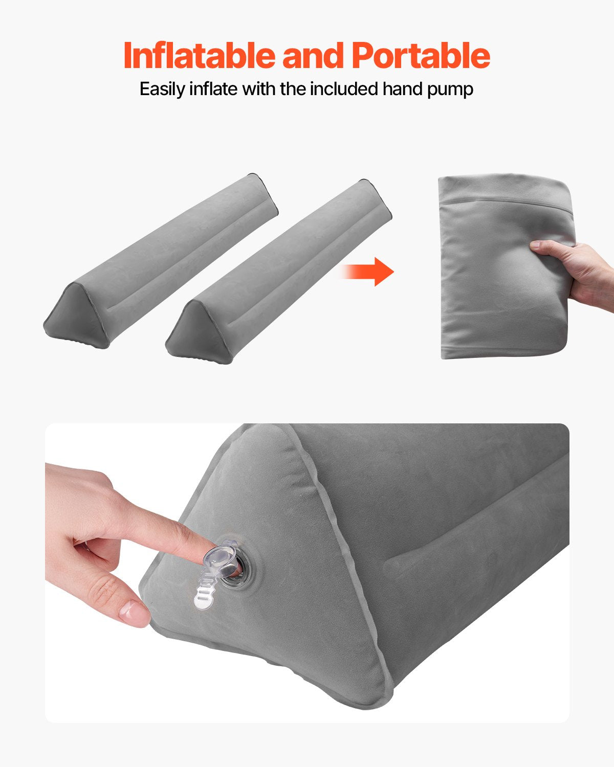 Bed Bumper for Toddlers, 47.4-inch Inflatable Bed Guard Rail with Hand Pump, Non-Slip Flocking Toddler V952-CHCQ2GZ48INC3YCQXV0
