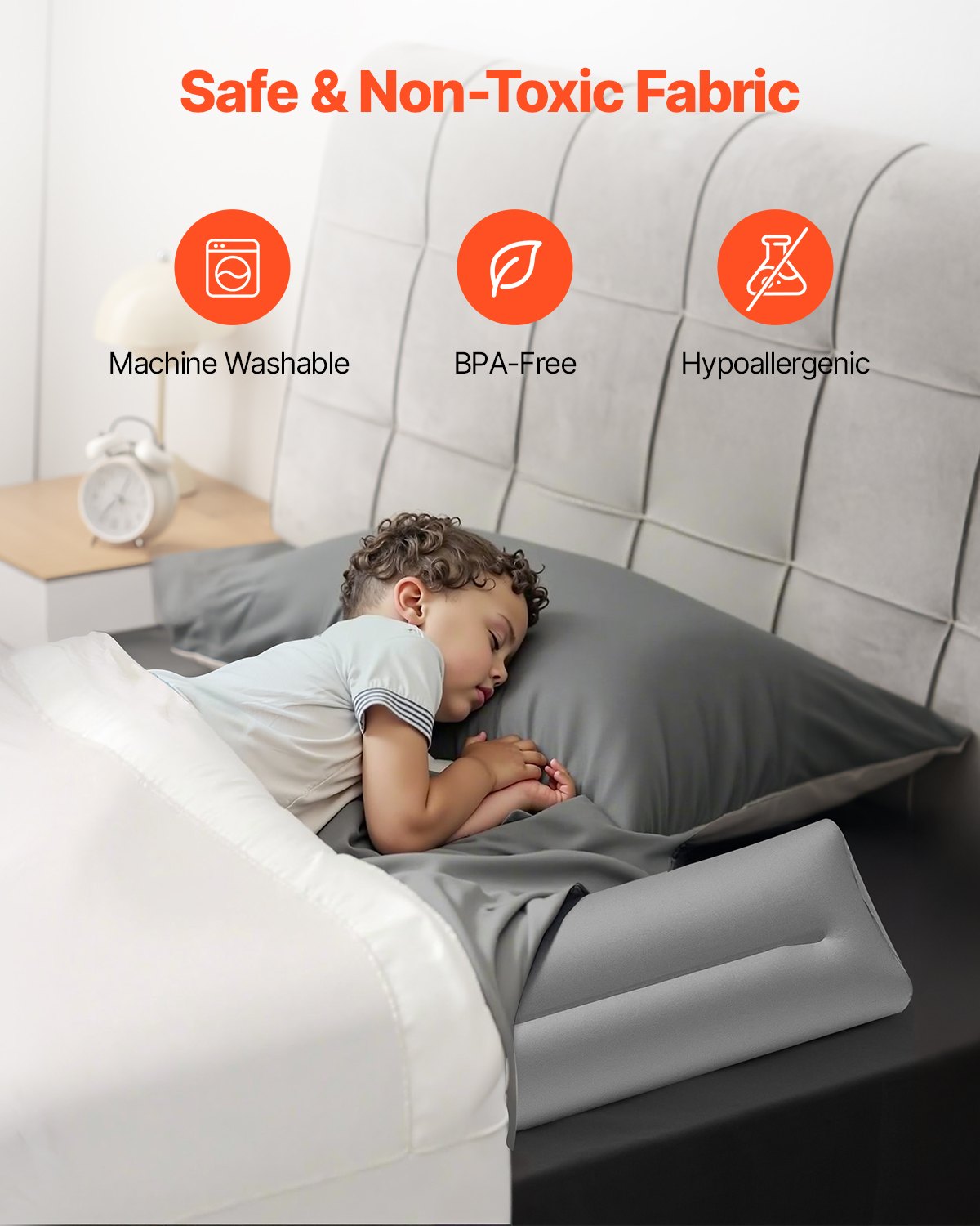 Bed Bumper for Toddlers, 47.4-inch Inflatable Bed Guard Rail with Hand Pump, Non-Slip Flocking Toddler V952-CHCQ2GZ48INC3YCQXV0