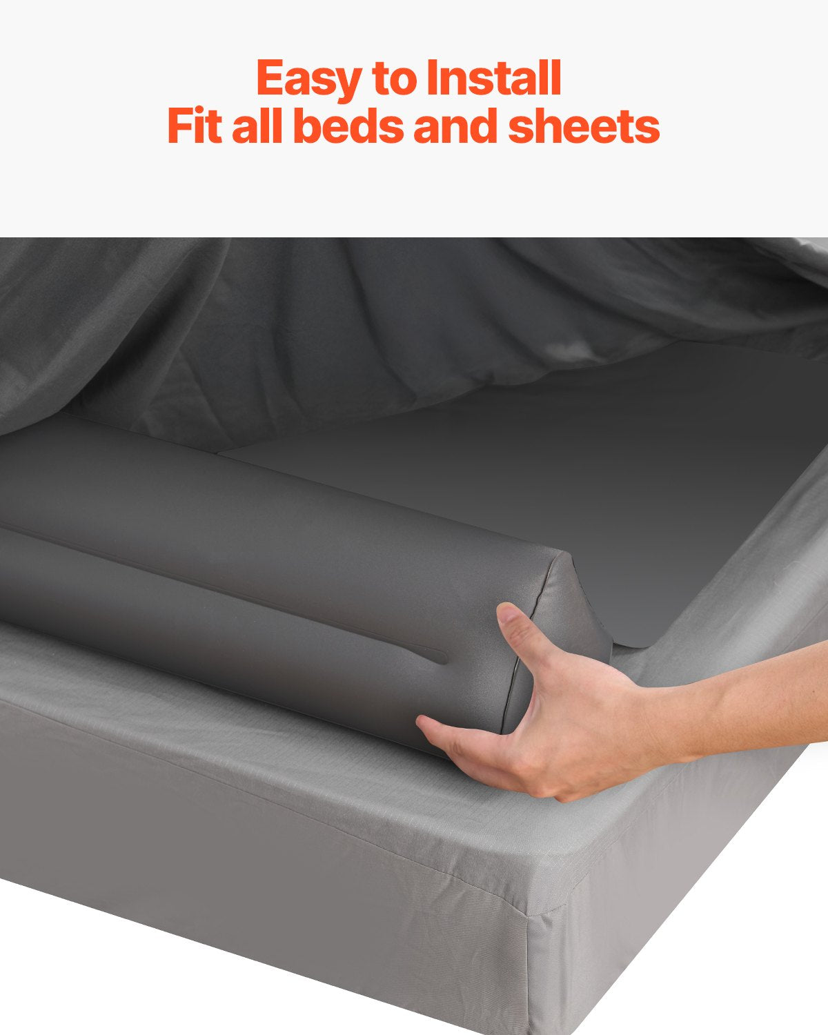 Bed Bumper for Toddlers, 52-inch Inflatable Bed Guard Rail with Safety Flap, Non-Slip TPU Toddler Bedrail V952-CHCQ2GZ52INCJYJXVV0