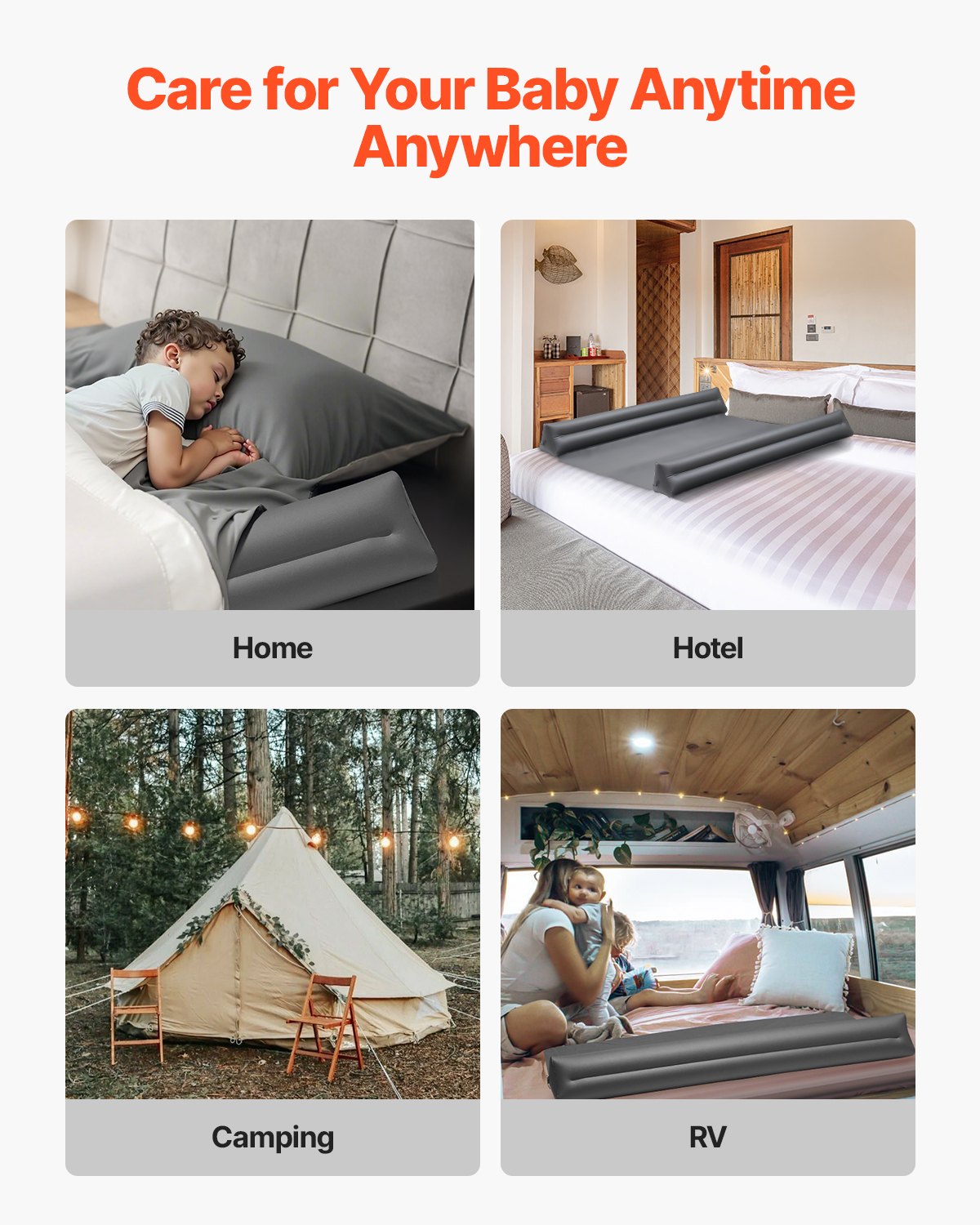 Bed Bumper for Toddlers, 52-inch Inflatable Bed Guard Rail with Safety Flap, Non-Slip TPU Toddler Bedrail V952-CHCQ2GZ52INCJYJXVV0