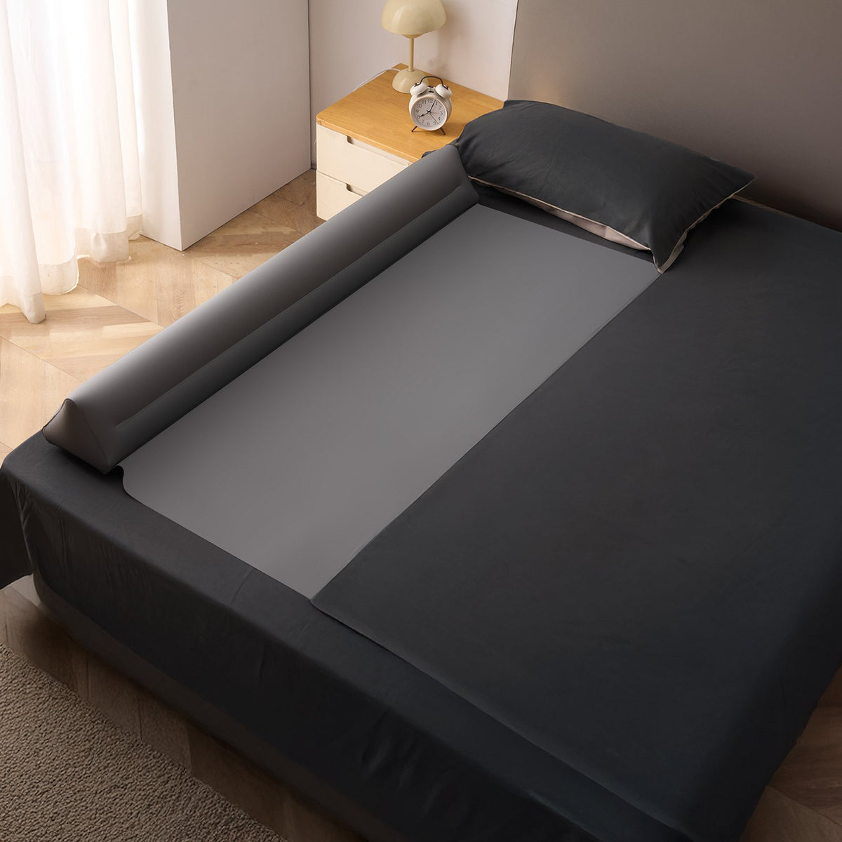 Bed Bumper for Toddlers, 52-inch Inflatable Bed Guard Rail with Safety Flap, Non-Slip TPU Toddler Bedrail V952-CHCQ2GZ52INCJYJXVV0