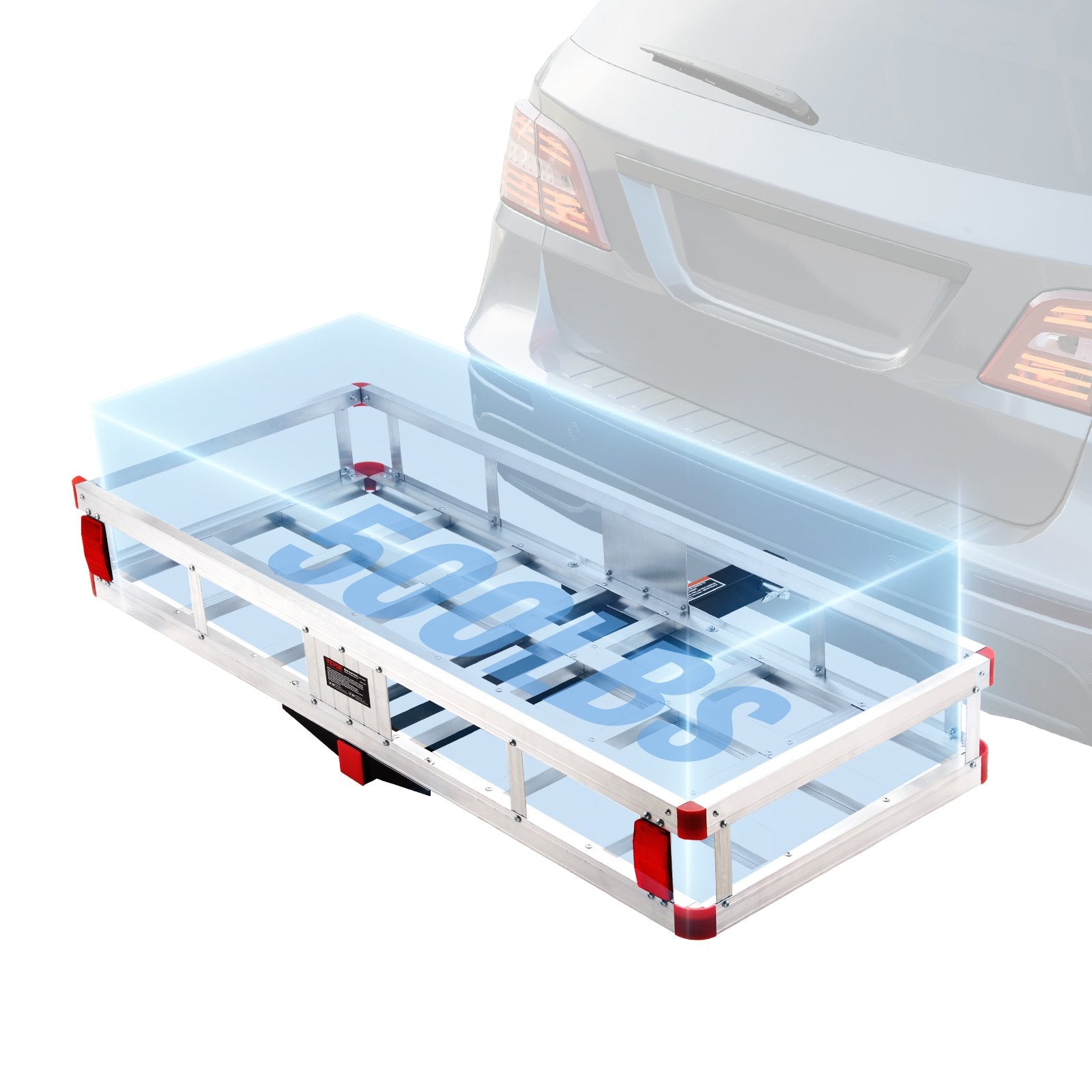 49.4 x 22.4 x 7.1 in Hitch Cargo Carrier, 500lb Capacity Trailer Hitch Mount Aluminum Cargo Basket, Luggage V952-CHXLK47206500F92QV0
