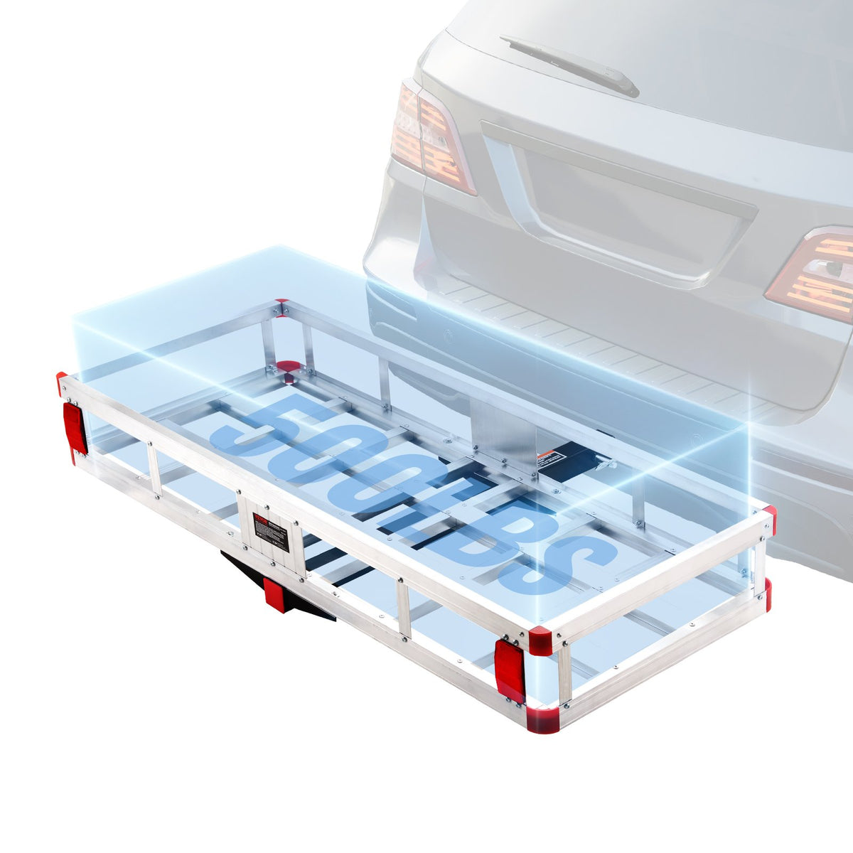 49.4 x 22.4 x 7.1 in Hitch Cargo Carrier, 500lb Capacity Trailer Hitch Mount Aluminum Cargo Basket, Luggage V952-CHXLK47206500F92QV0