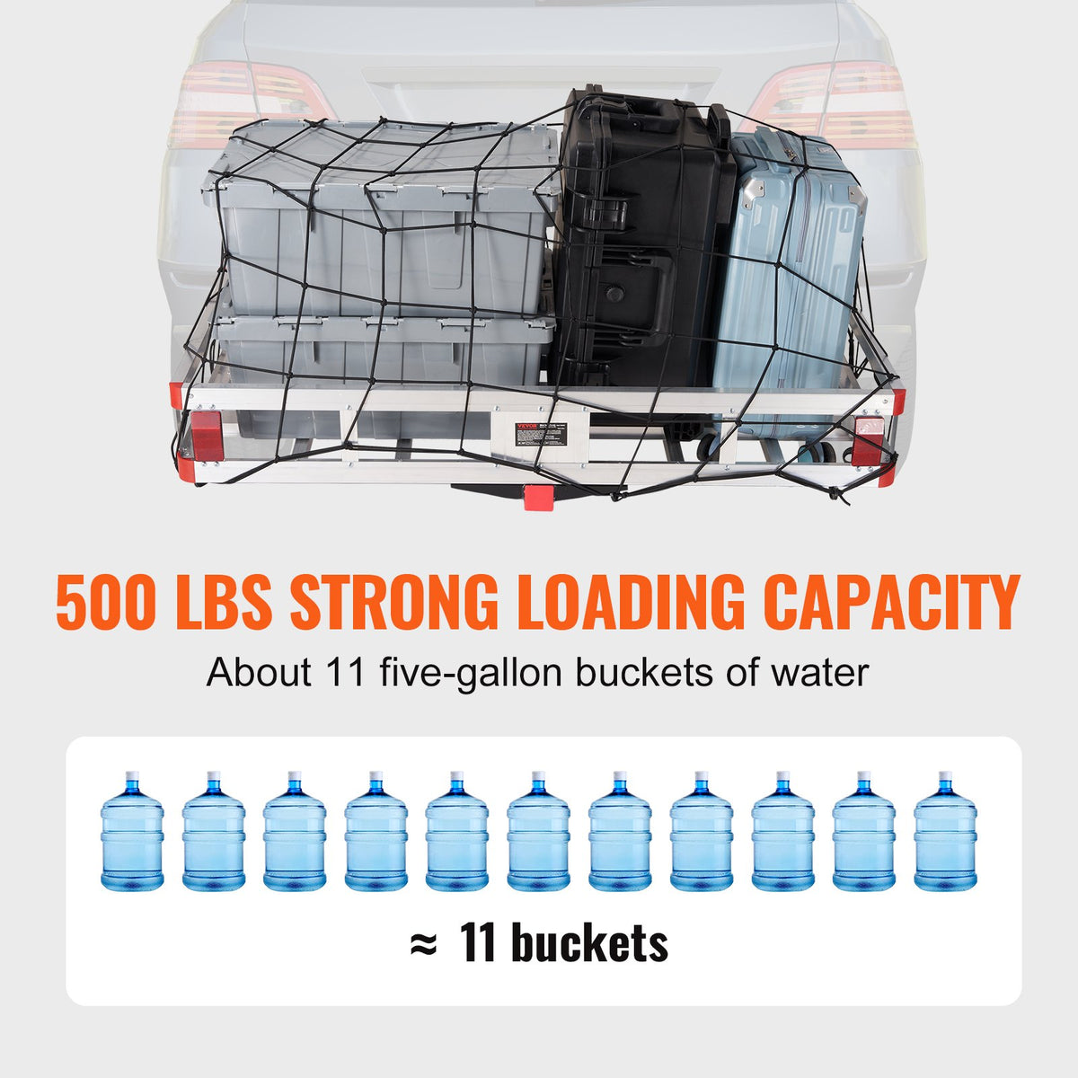49.4 x 22.4 x 7.1 in Hitch Cargo Carrier, 500lb Capacity Trailer Hitch Mount Aluminum Cargo Basket, Luggage V952-CHXLK47206500F92QV0