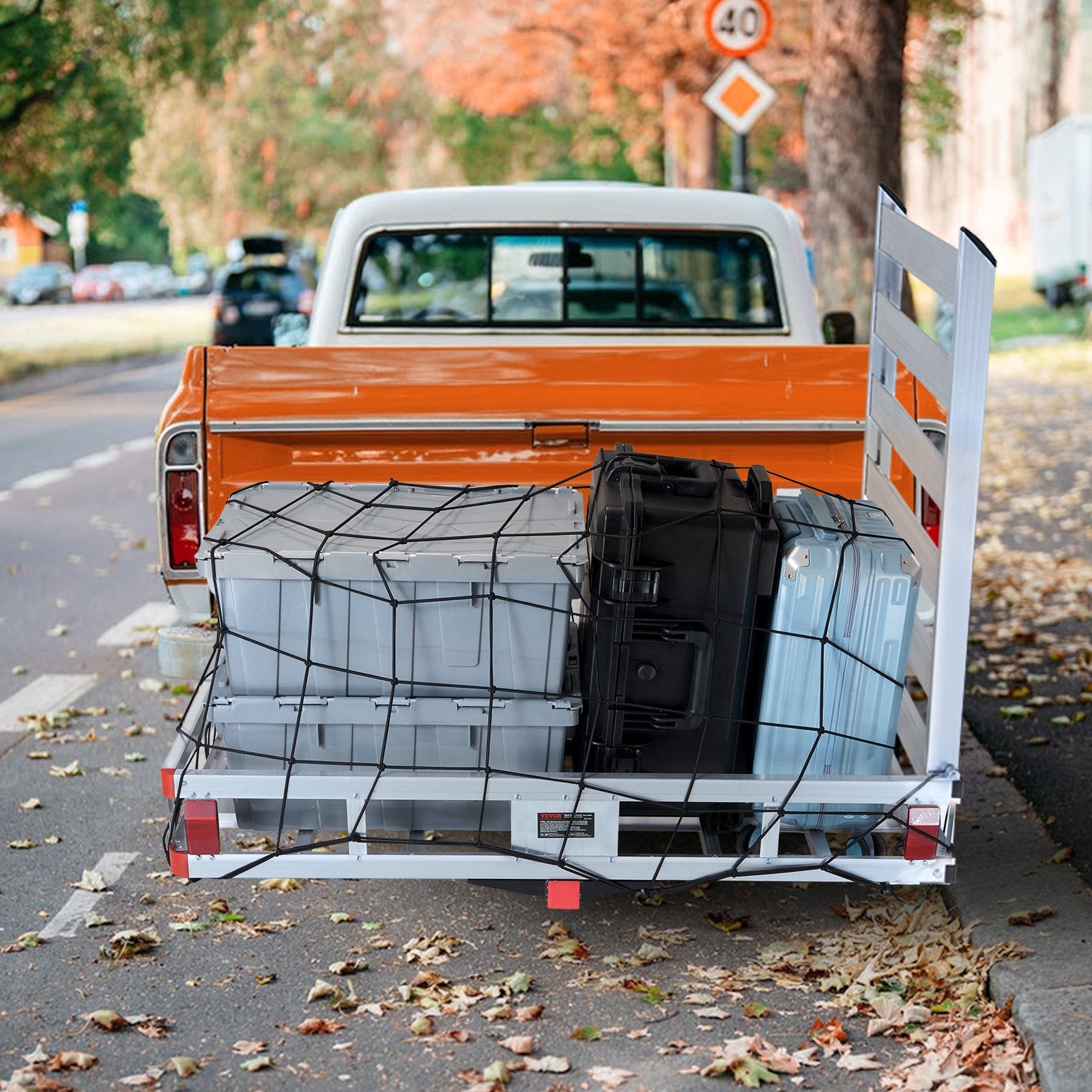 50 x 29.5 x 8.7 in Hitch Cargo Carrier, 500lb Capacity Trailer Hitch Mount Aluminum Cargo Basket with Folding V952-CHXLK47286500HPGUV0