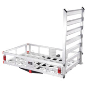 50 x 29.5 x 8.7 in Hitch Cargo Carrier, 500lb Capacity Trailer Hitch Mount Aluminum Cargo Basket with Folding V952-CHXLK47286500HPGUV0