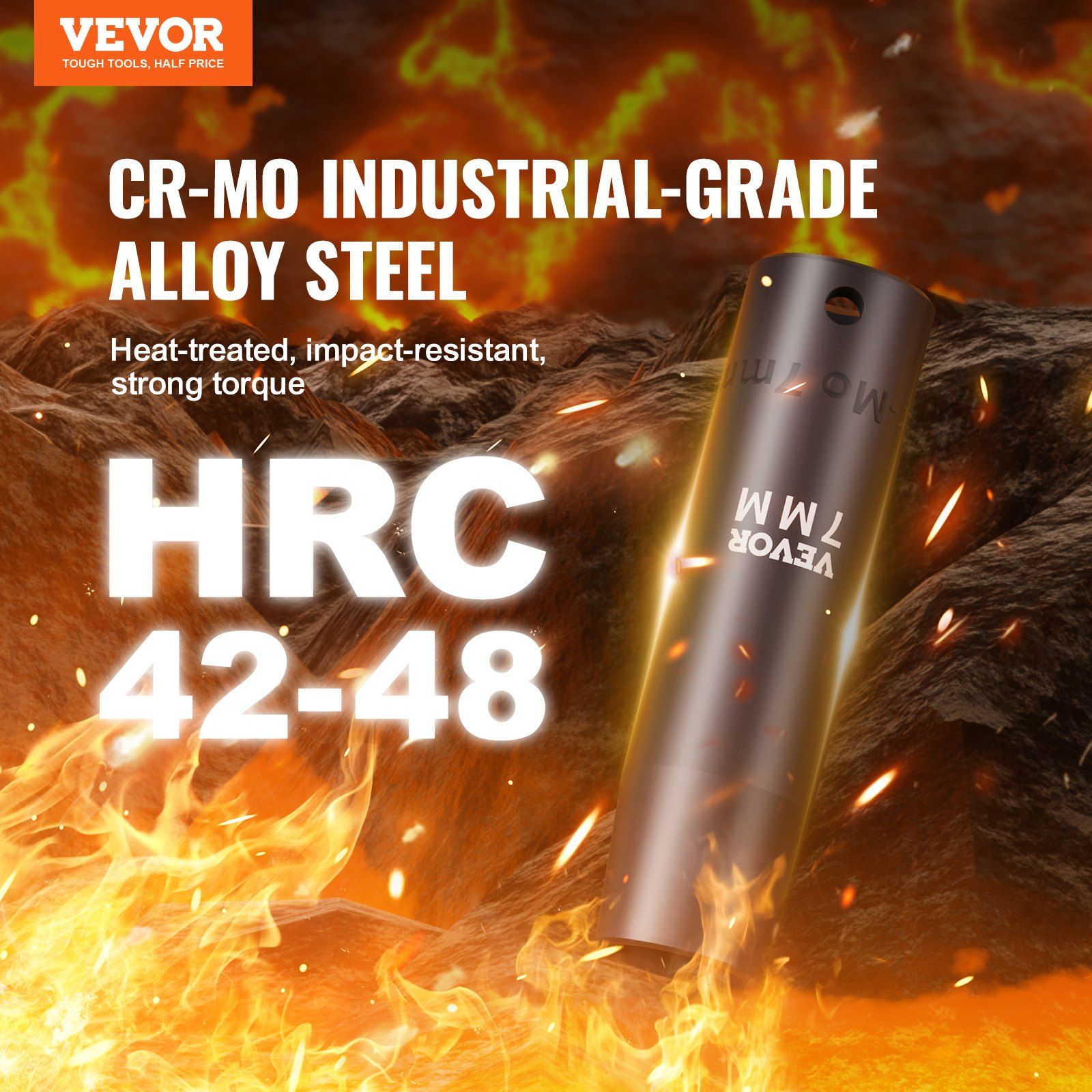 3/8" Drive Impact Socket Set, 90 Piece Socket Set SAE 1/4"-3/4" and Metric 6-19mm, 6 Point Cr-Mo Alloy Steel V952-CJ38SAECRMO90NGRCV0