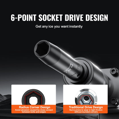 3/8" Drive Impact Socket Set, 90 Piece Socket Set SAE 1/4"-3/4" and Metric 6-19mm, 6 Point Cr-Mo Alloy Steel V952-CJ38SAECRMO90NGRCV0
