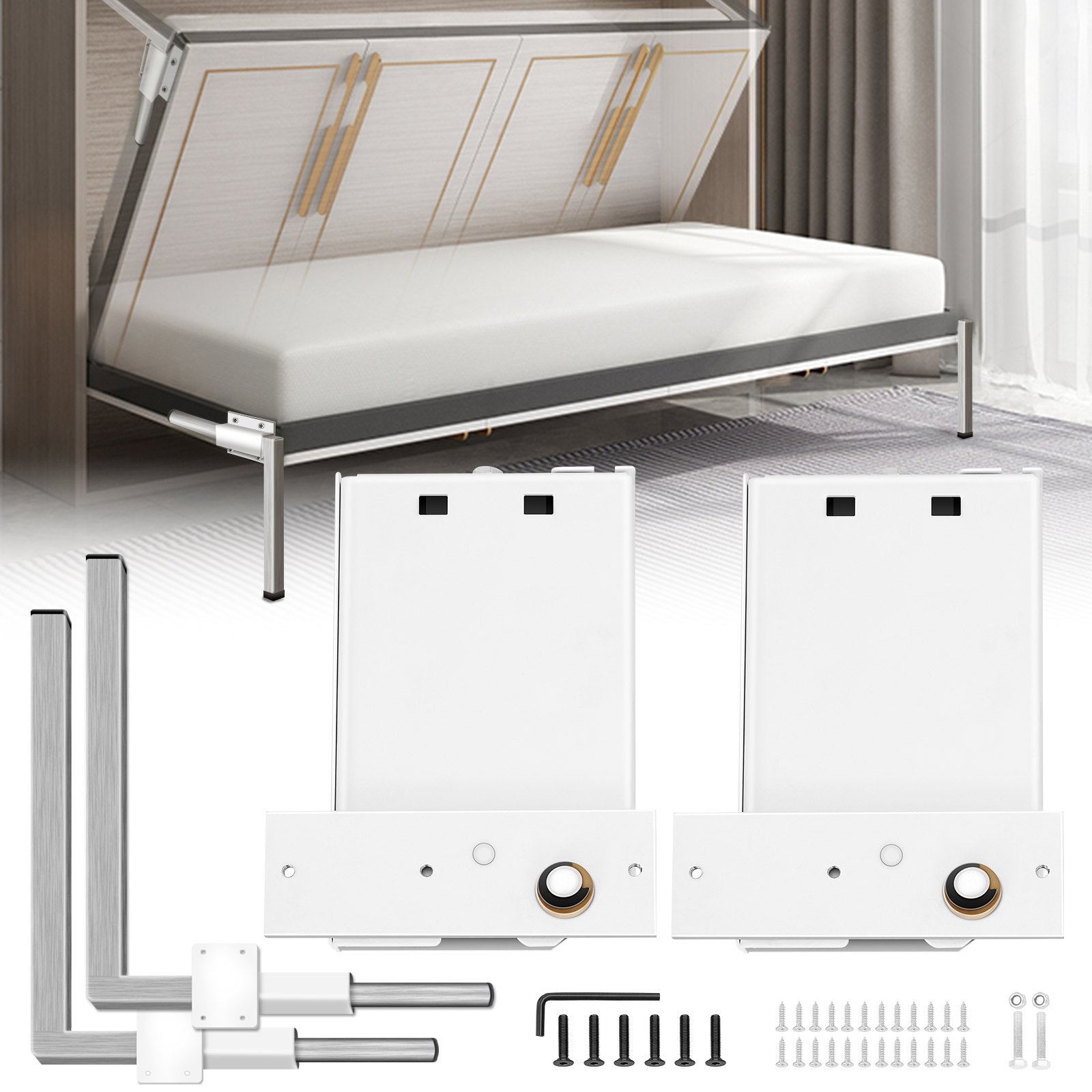 DIY Murphy Bed Springs Mechanism Hardware Kit Horizontal for Twin Size Bed V952-CJCFCJ00000000001V0