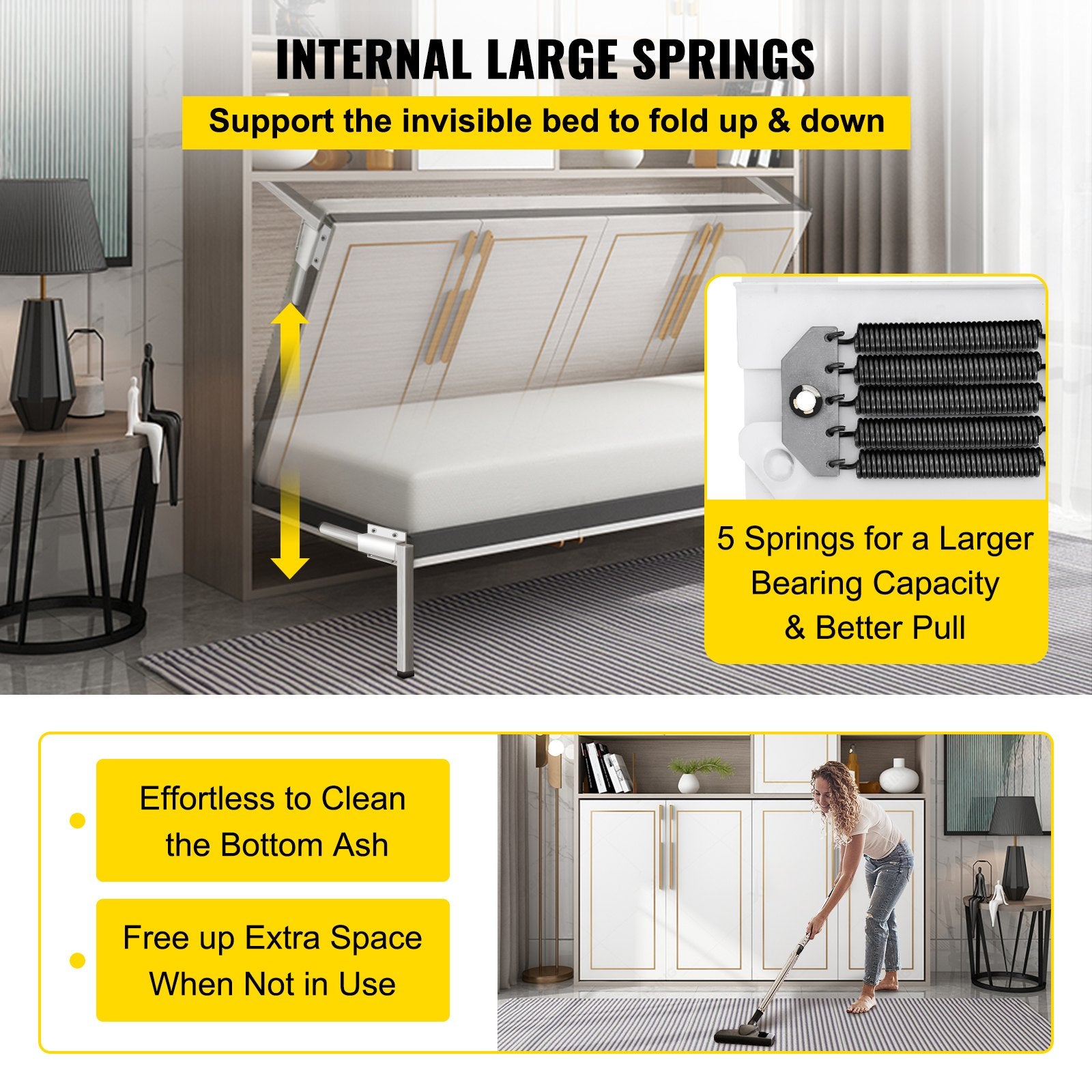 DIY Murphy Bed Springs Mechanism Hardware Kit Horizontal for Twin Size Bed V952-CJCFCJ00000000001V0