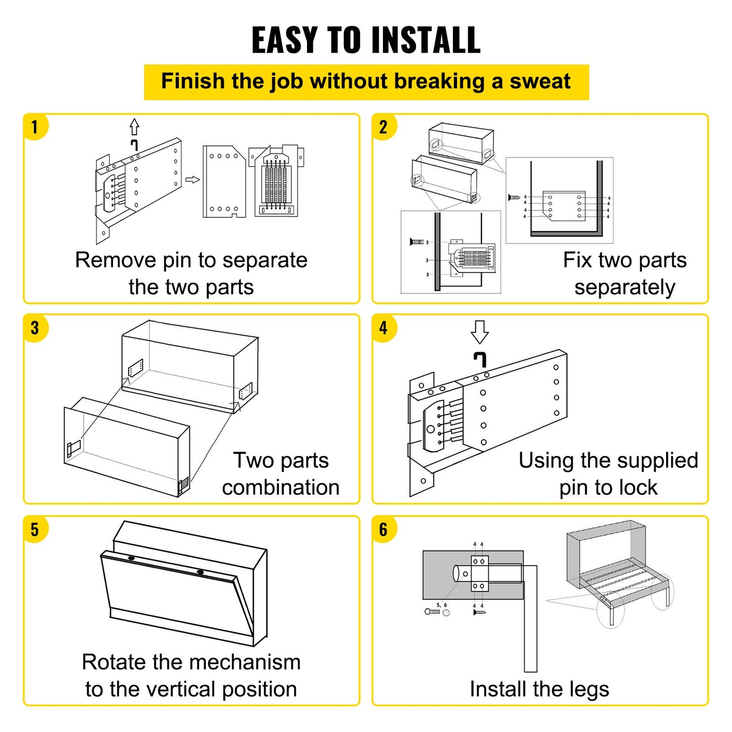 DIY Murphy Bed Springs Mechanism Hardware Kit Horizontal for Twin Size Bed V952-CJCFCJ00000000001V0