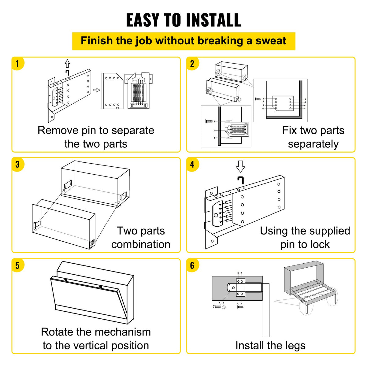 DIY Murphy Bed Springs Mechanism Hardware Kit Horizontal for Twin Size Bed V952-CJCFCJ00000000001V0