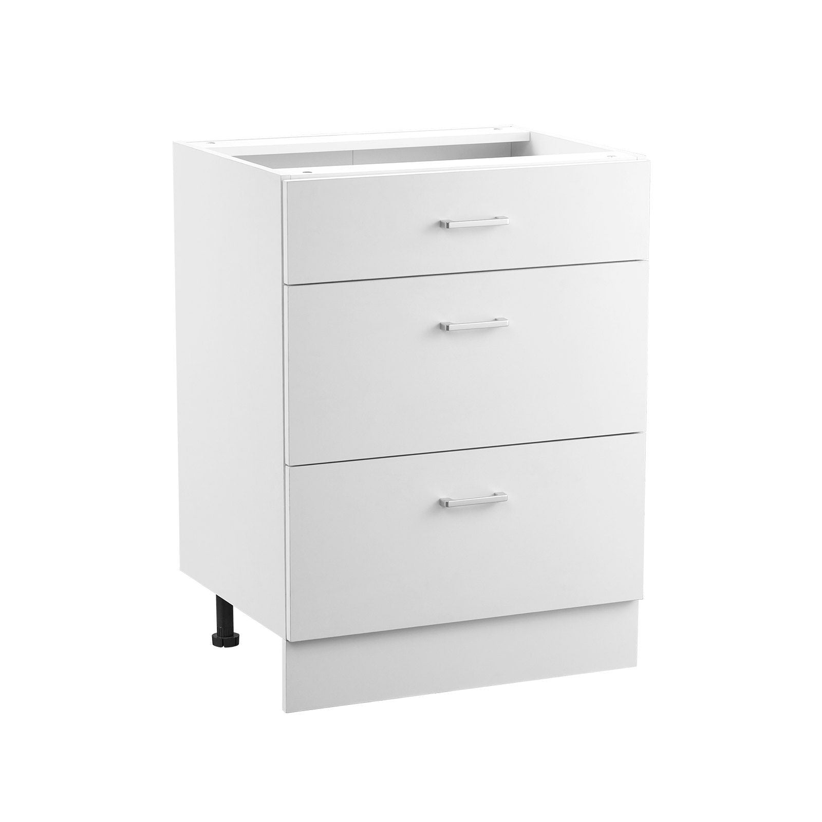 White Shaker Base Cabinet with 3 Drawers, 60 cm Unassembled Drawer Base Cabinet, 60 W x 48 D x 82 H Ready to V952-CJDJCJDJ3CW6PZGL7V0