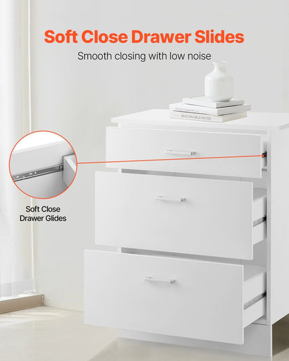 White Shaker Base Cabinet with 3 Drawers, 60 cm Unassembled Drawer Base Cabinet, 60 W x 48 D x 82 H Ready to V952-CJDJCJDJ3CW6PZGL7V0