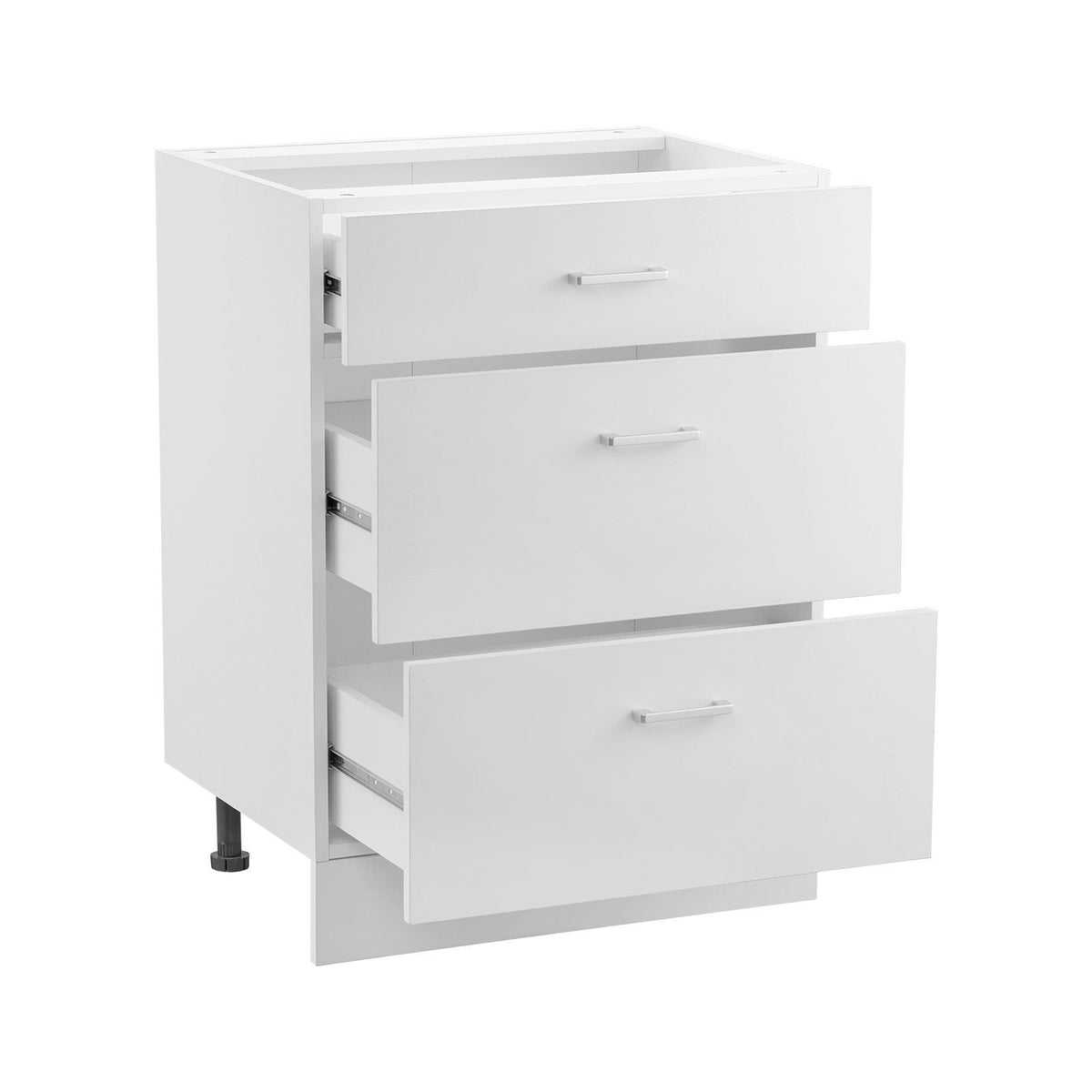 White Shaker Base Cabinet with 3 Drawers, 60 cm Unassembled Drawer Base Cabinet, 60 W x 48 D x 82 H Ready to V952-CJDJCJDJ3CW6PZGL7V0