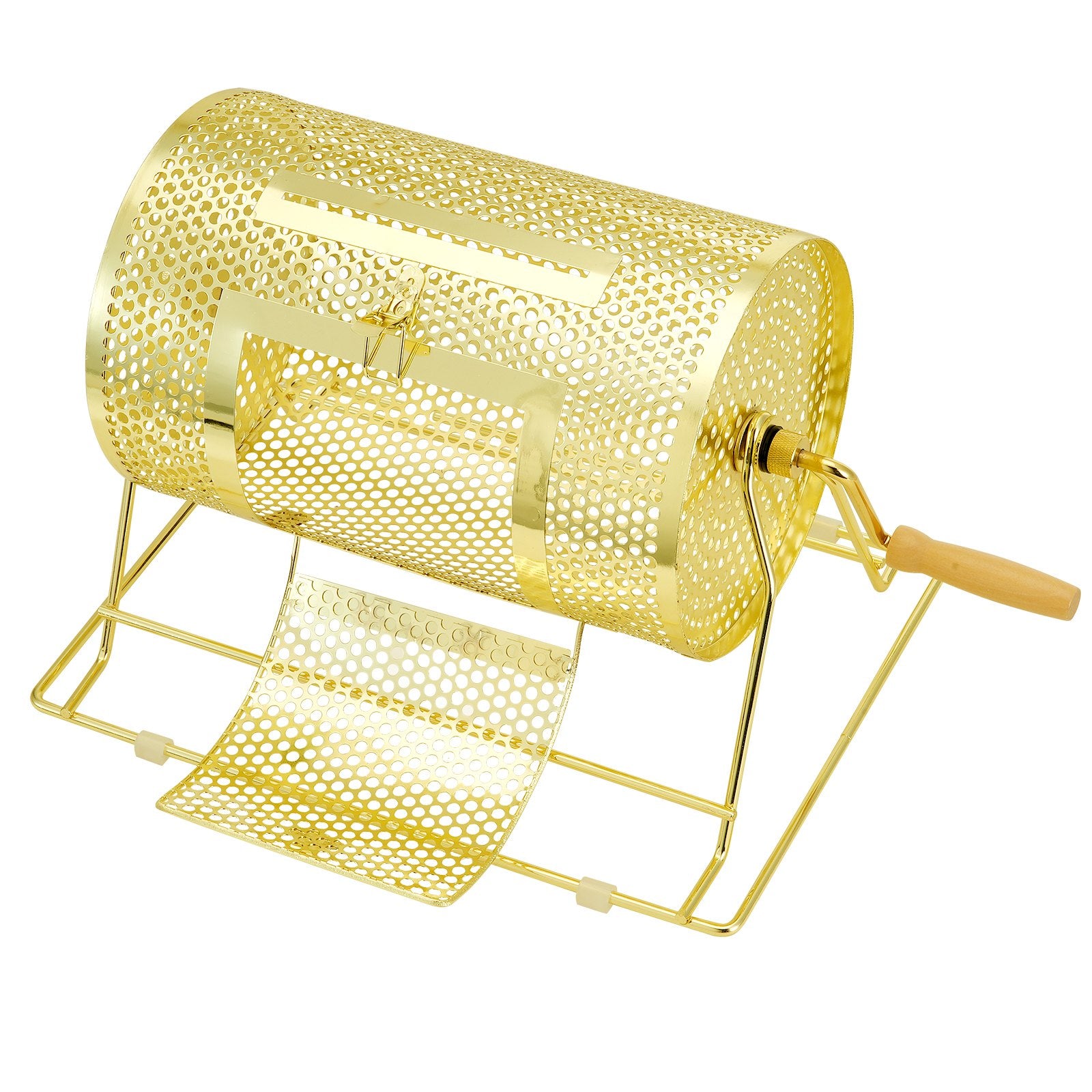 Raffle Drum, 11.6 x 7.48 inch Brass Plated Raffle Ticket Spinning Cage, Holds 2500 Tickets or 100 Ping Pong V952-CJGJS12YC0003G2KPV0