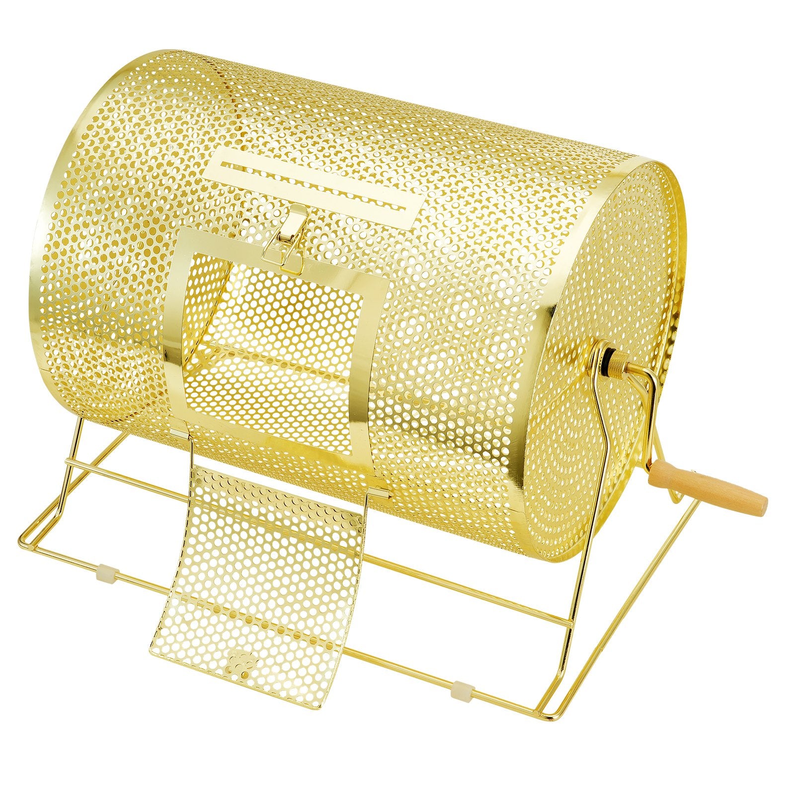 Raffle Drum, 16.1 x 12 inch Brass Plated Raffle Ticket Spinning Cage, Holds 5000 Tickets or 200 Ping Pong V952-CJGJS16YC000Z86CGV0