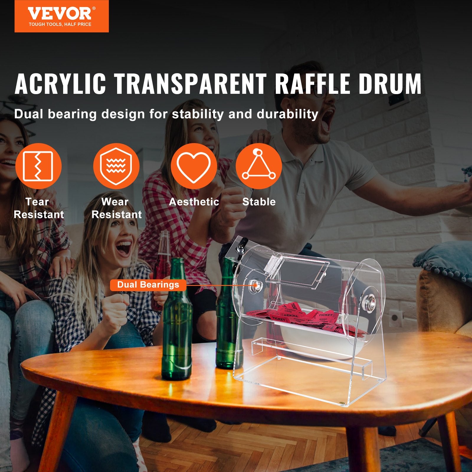 Acrylic Raffle Drum, Holds 2500 Tickets or 100 Raffle Balls, Professional Raffle Ticket Spinning Cage with 2 V952-CJGSL12YC0007VKLTV0