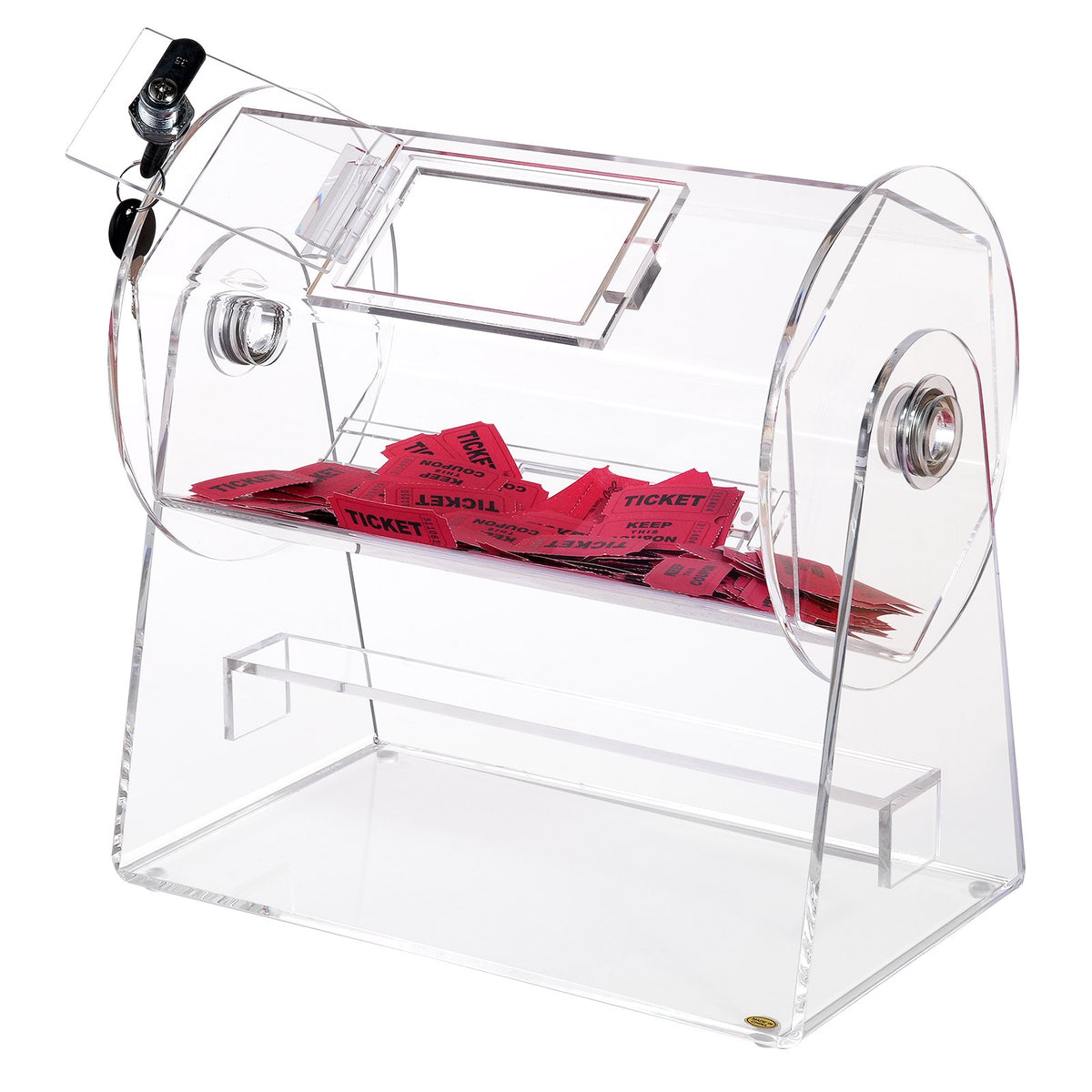 Acrylic Raffle Drum, Holds 2500 Tickets or 100 Raffle Balls, Professional Raffle Ticket Spinning Cage with 2 V952-CJGSL12YC0007VKLTV0