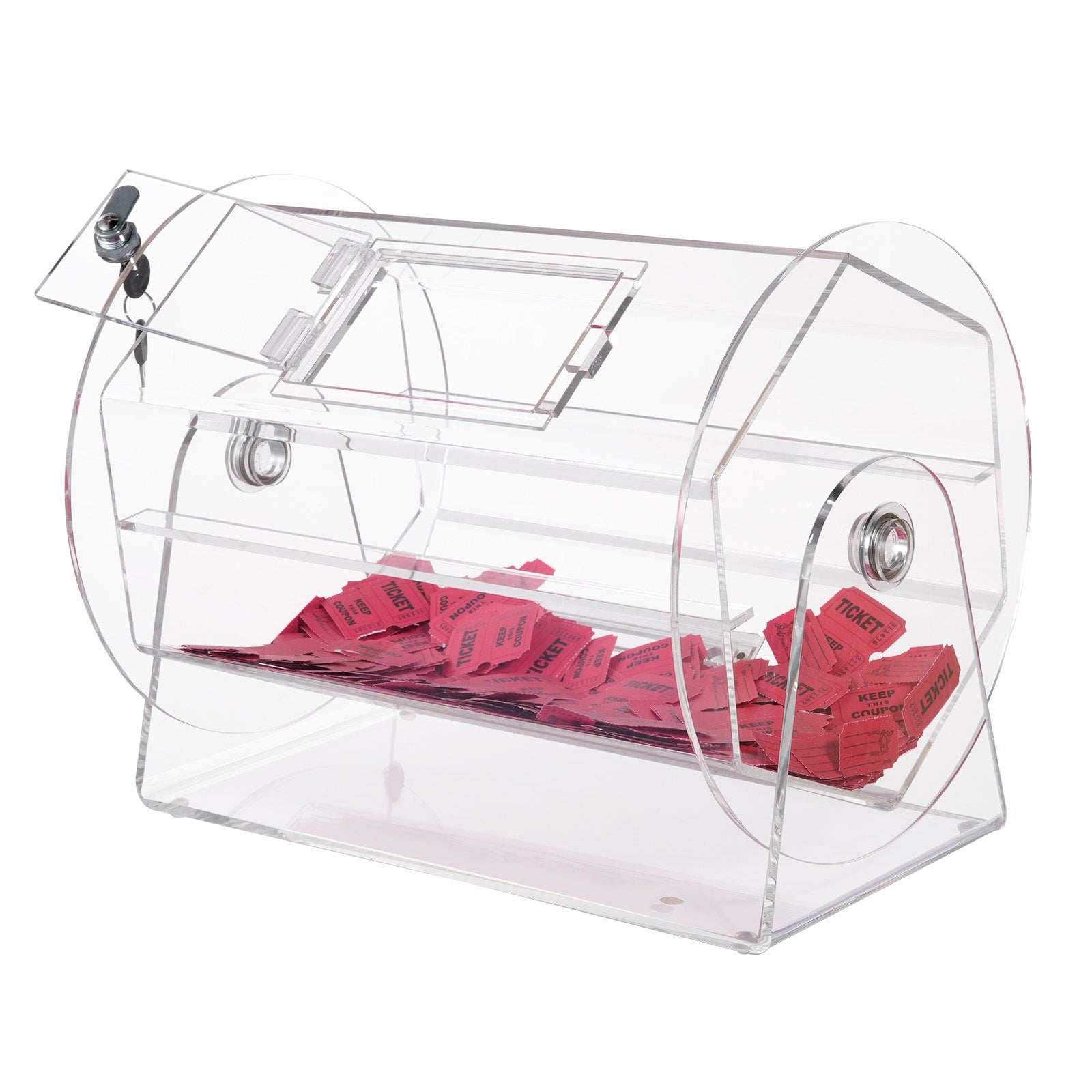 Acrylic Raffle Drum, Holds 5000 Tickets or 200 Raffle Balls, Professional Raffle Ticket Spinning Cage with 2 V952-CJGSL16YC000SJDVGV0