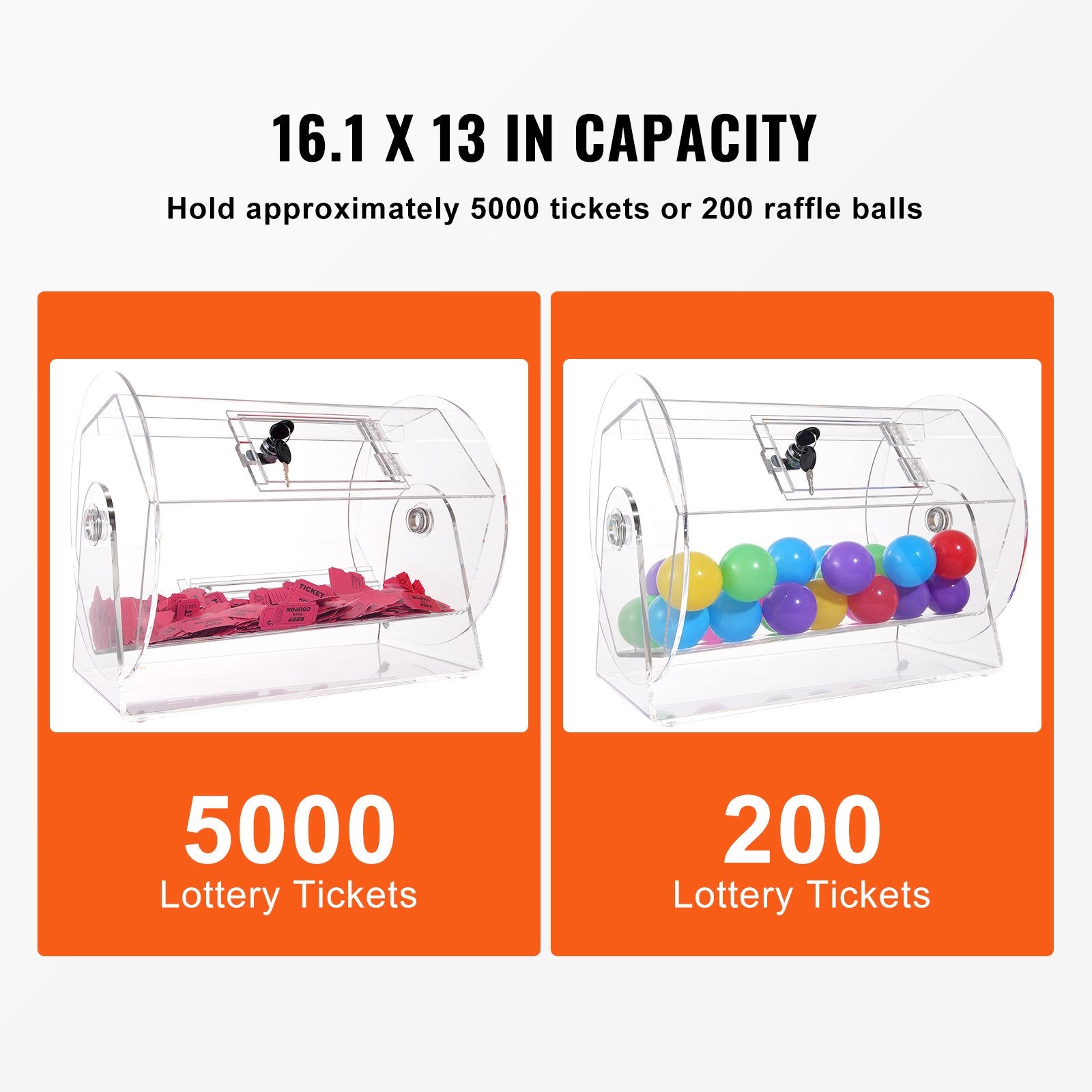Acrylic Raffle Drum, Holds 5000 Tickets or 200 Raffle Balls, Professional Raffle Ticket Spinning Cage with 2 V952-CJGSL16YC000SJDVGV0