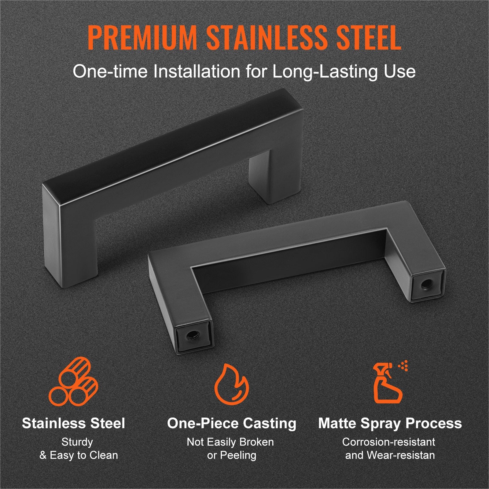 30 Pack Cabinet Pulls, 3in / 76mm Center to Center Slim Square Kitchen Cabinet Drawer, Stainless Steel Modern V952-CJLSBXGPS30PMEPXWV0