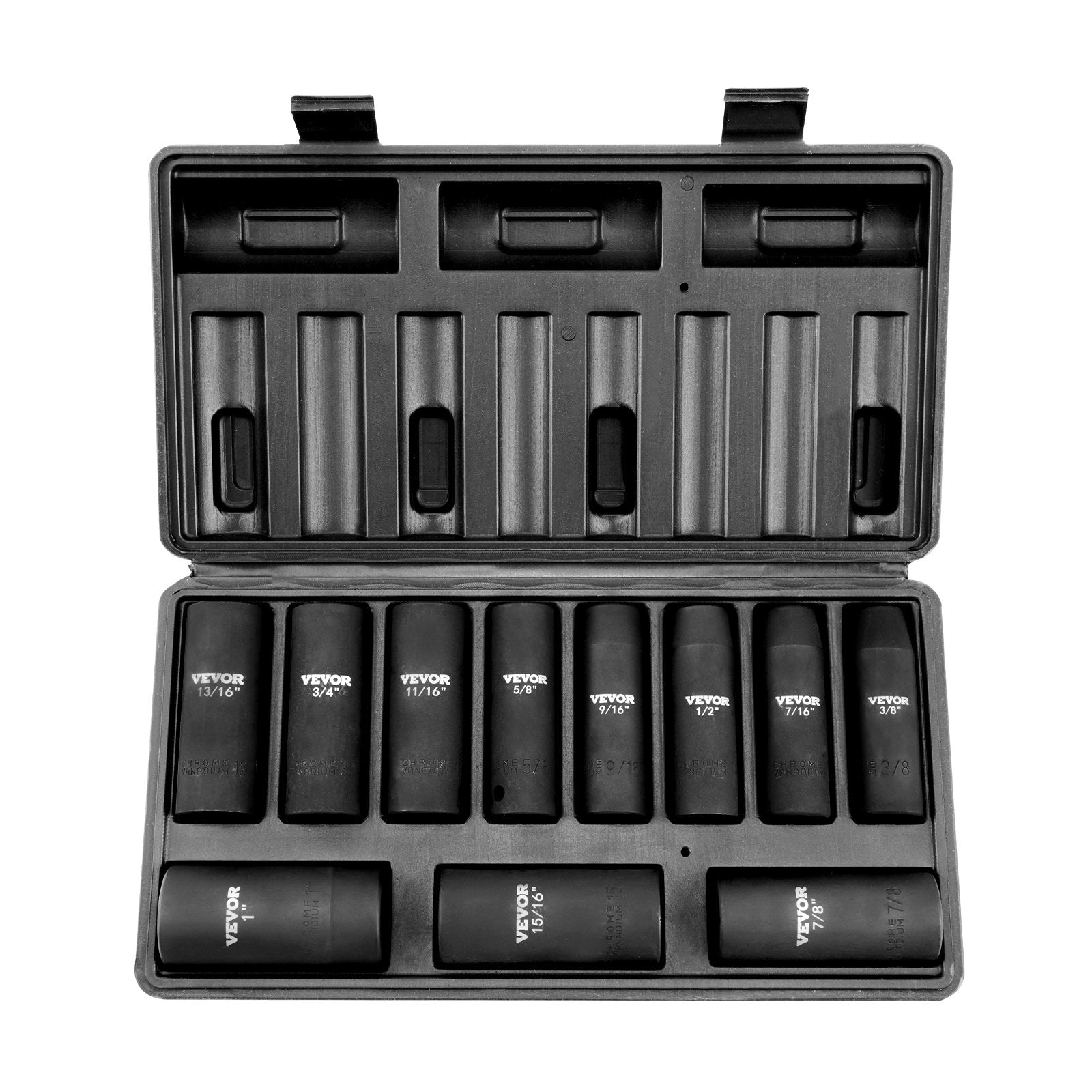 1/2" Drive Impact Socket Set, 11 Piece Deep Socket Set SAE 3/8"-1", 6 Point CR-V Alloy Steel for Auto Repair, V952-CJT12SAECRV11JO1IV0