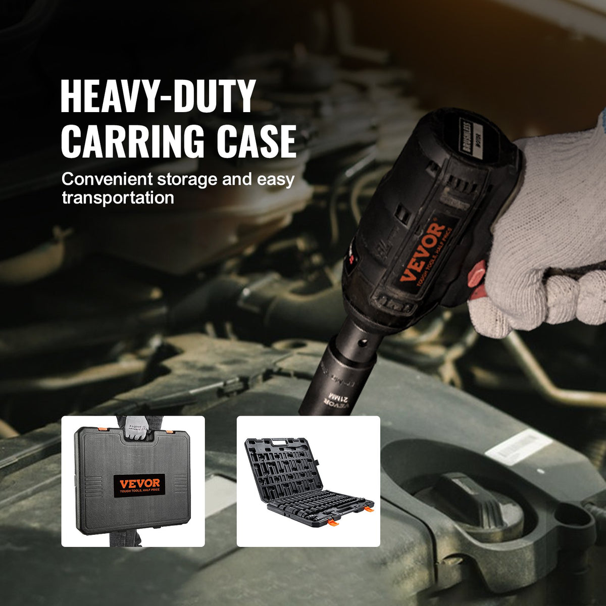 1/2" Drive Impact Socket Set, 65 Piece Socket Set SAE 3/8" to 1-1/4" and Metric 10-24mm, 6 Point Cr-V Alloy V952-CJT12SAECRV65DDRDV0