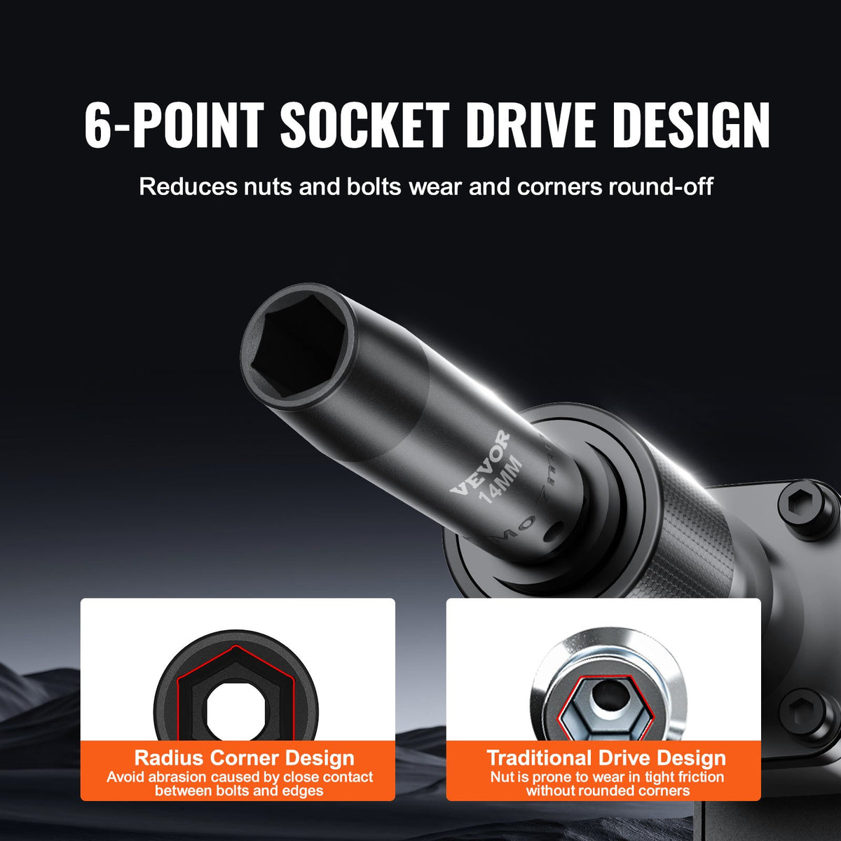 3/8" Drive Impact Socket Set, 48 Piece Socket Set SAE (5/16" -3/4") & Metric (8-22mm)6 Point Cr-V Drive V952-CJT38SAECRV48ZGF4V0