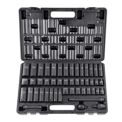 3/8" Drive Impact Socket Set, 48 Piece Socket Set SAE (5/16" -3/4") & Metric (8-22mm)6 Point Cr-V Drive V952-CJT38SAECRV48ZGF4V0